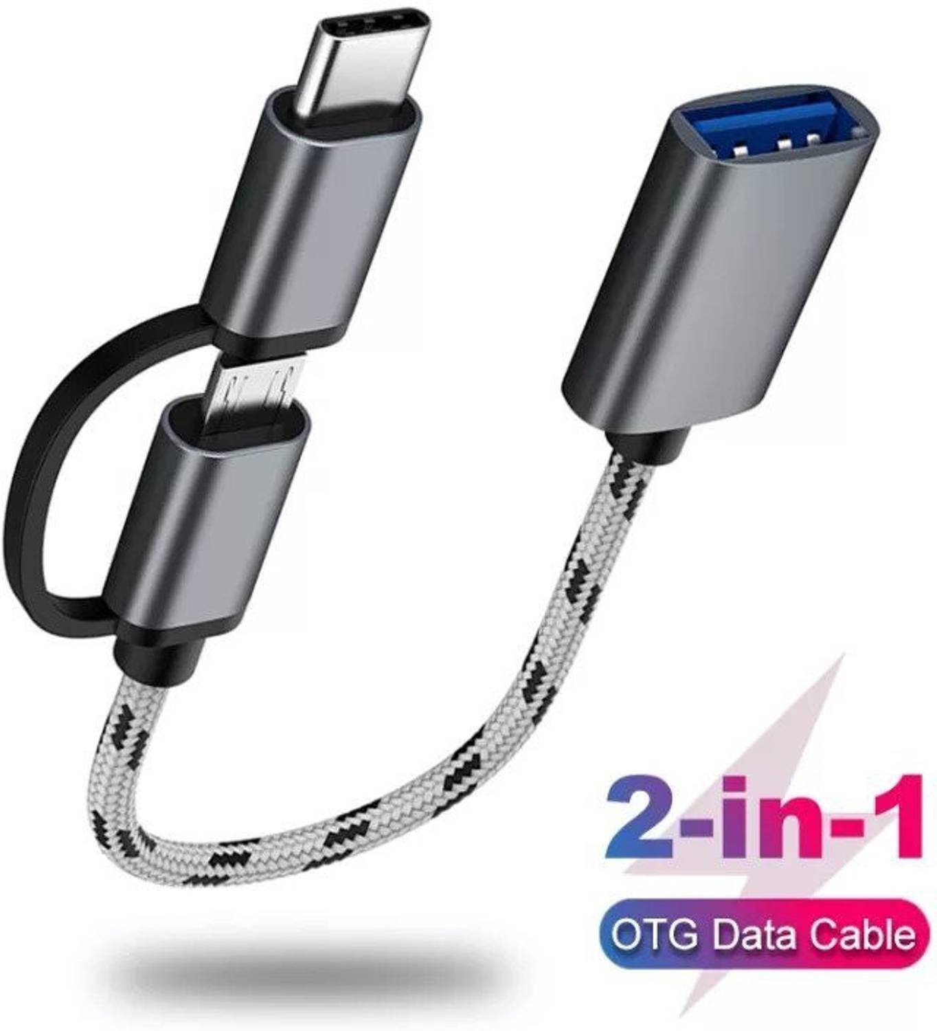 RPMSD 0.15m 2 in 1 Type C & Micro USB to USB Female OTG Cable - Image 2