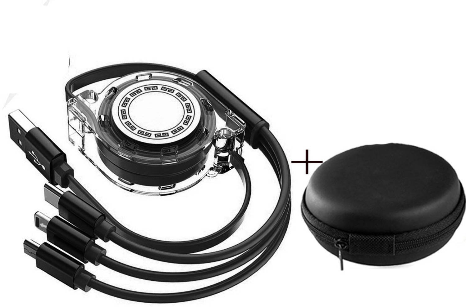 BUFONA Micro USB Cable 1.3 m Fast Charging Cable Retractable 3in1 Data Cable Mobile Magic Charger+Carry Pouch