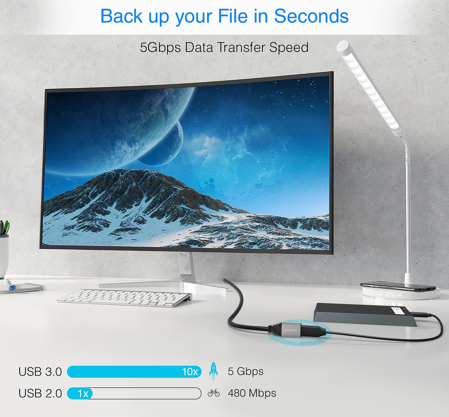 Image of BlueRigger Power Sharing Cable 2 A 1.8 m SuperSpeed USB 3.0 (Type A Male to Type A Female) Extension /Repeater Cable