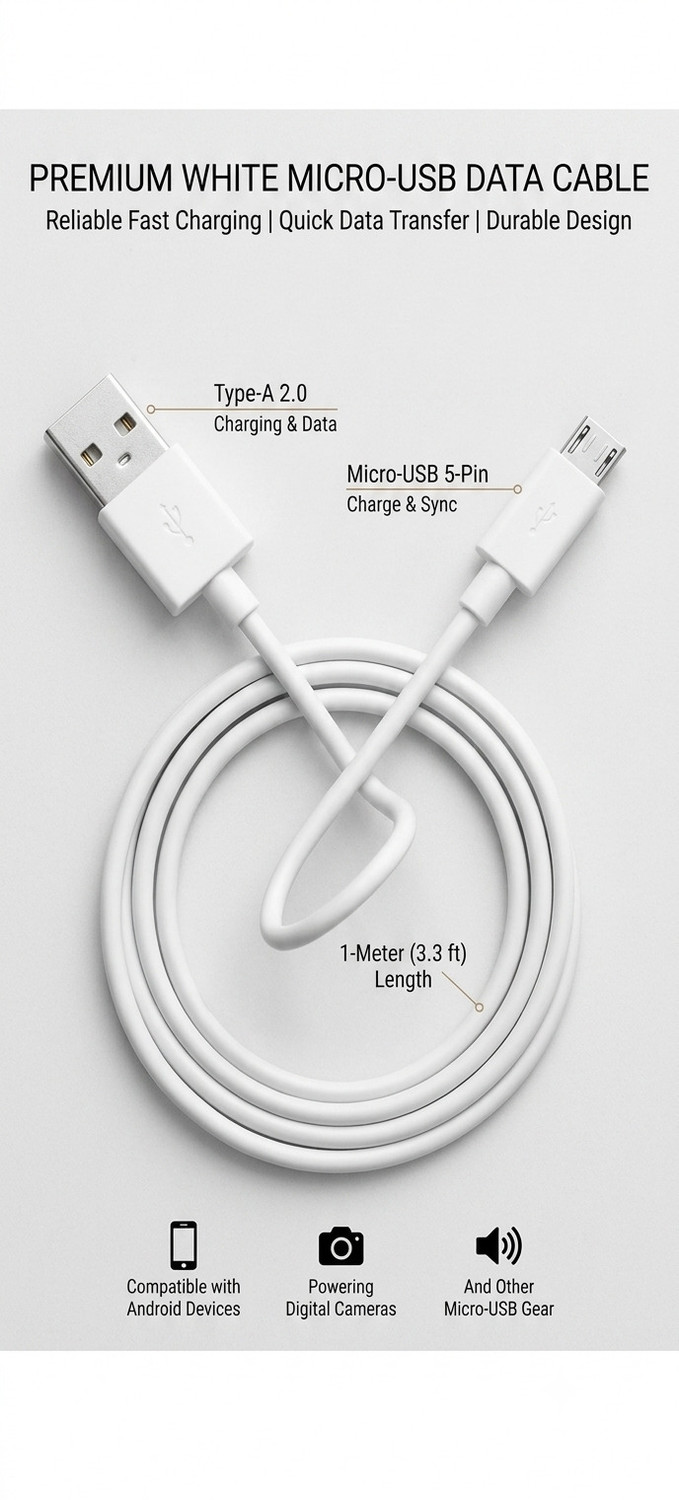 Image of Ziminda Micro USB Cable 1 m 100w fast charging data cable micro