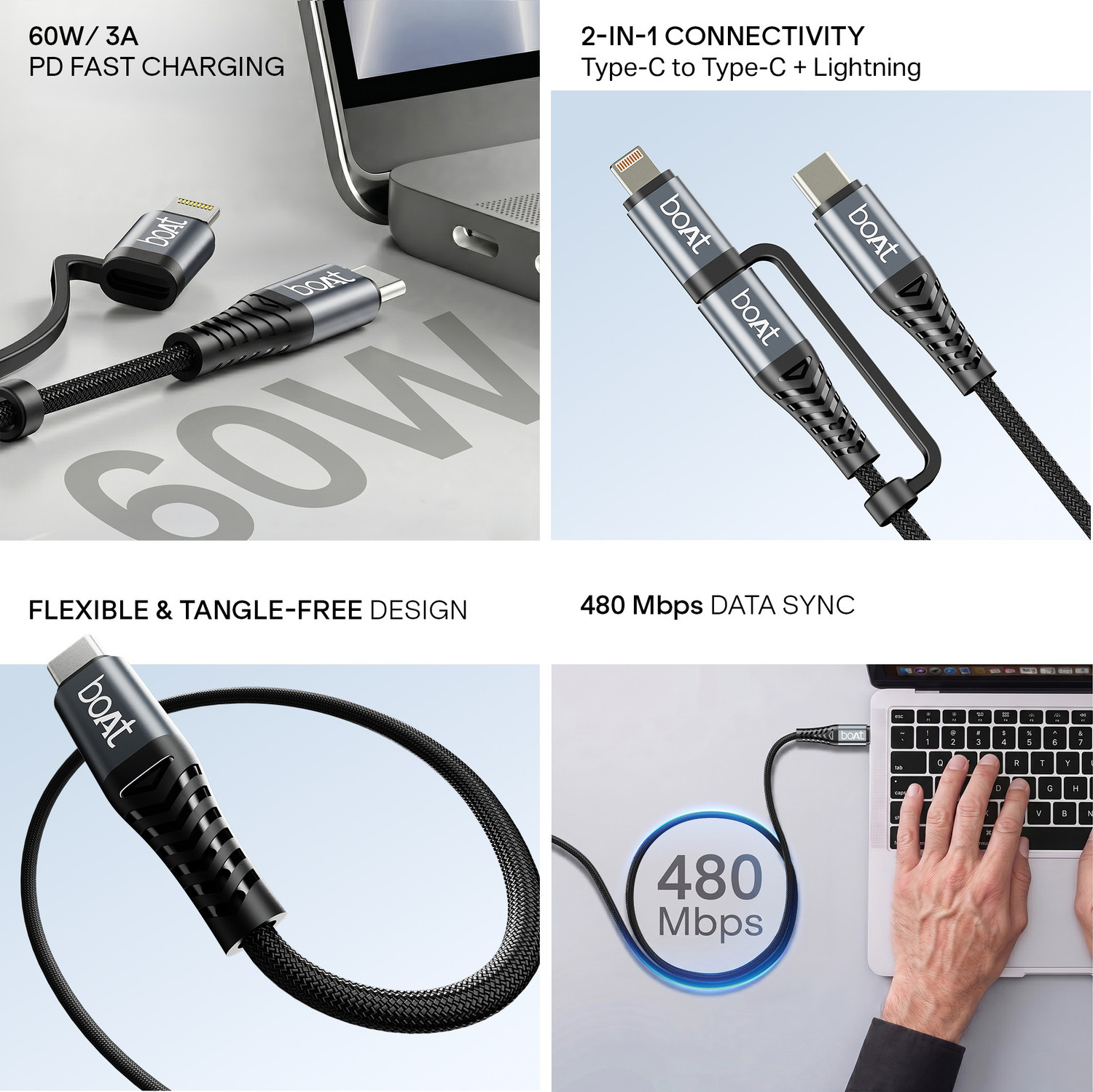 Image of boAt Lightning Cable 1.2 m FlexiCharge 250