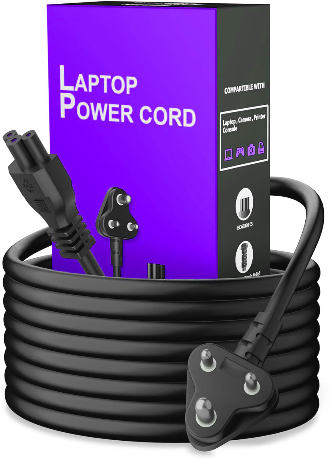 Image of HexaGear Power Cord 1.5 A 1.2 m Metal Briaided New 3 Pin AC Laptop Power Cord Cable Laptop Adapter Power Cable Box 39