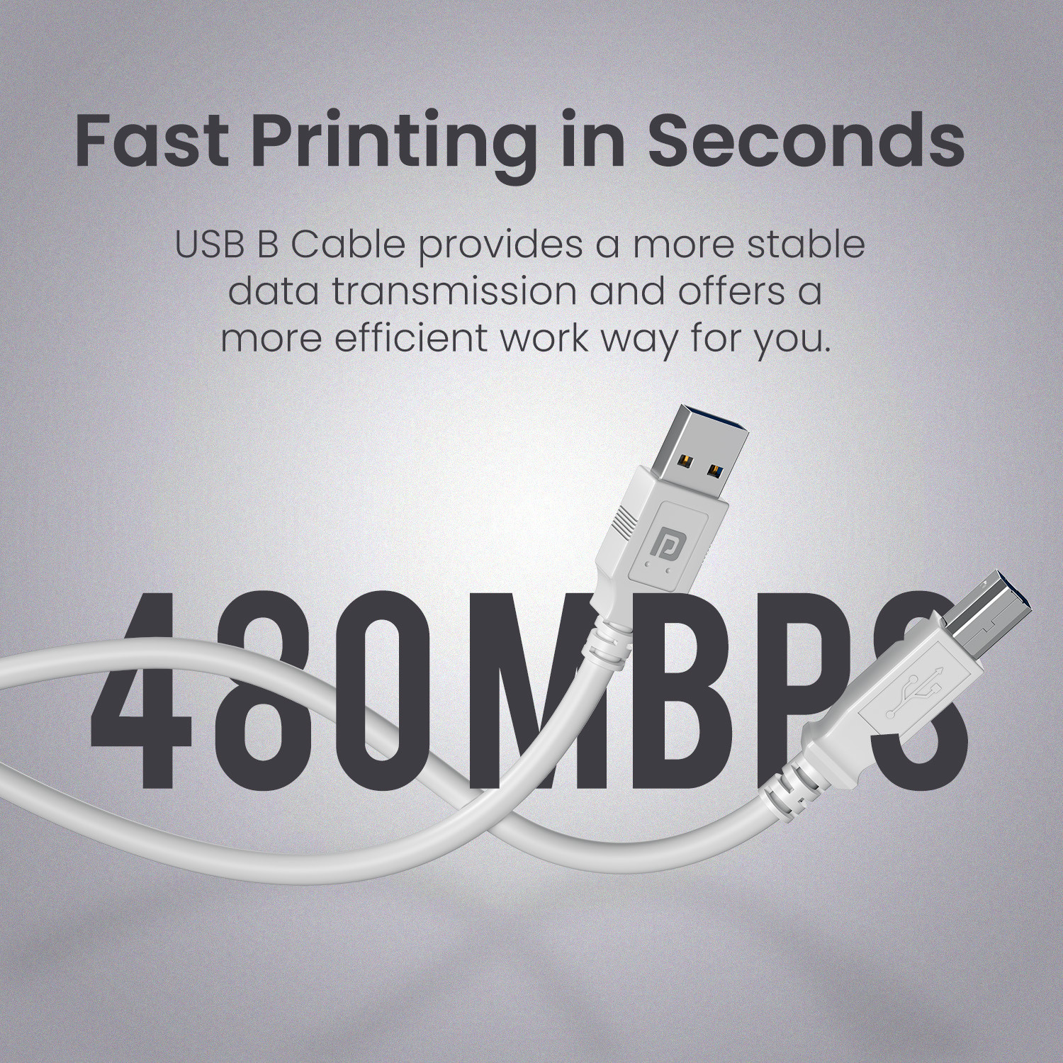 Image of Portronics Power Cord 3 m PrintLink 3 Printer Cable with USB Type-A to USB Type-B Male Connectors, 3 Meters