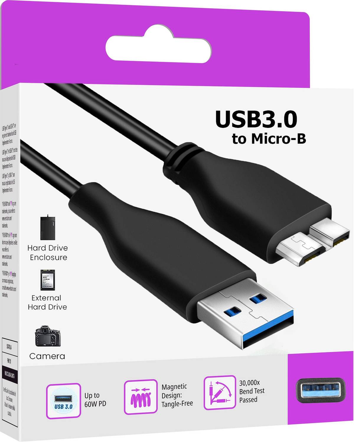 SANNO WORLD Power Sharing Cable 3 A 1 m Copper Braiding Ultra Durable USB 3.0 Data Cord – Stable Transfers for HDD