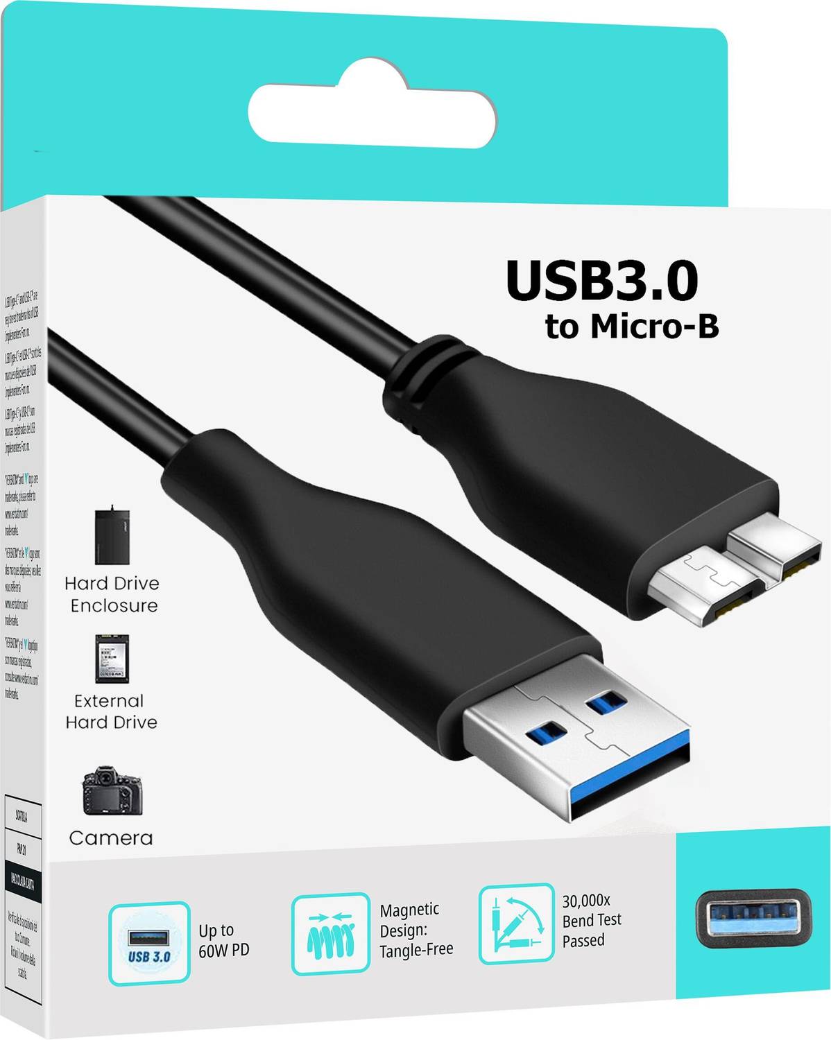 SANNO WORLD Power Sharing Cable 3 A 1 m Copper Braiding Heavy Duty USB 3.0 HDD Cable – Quick, Secure Data Transfers