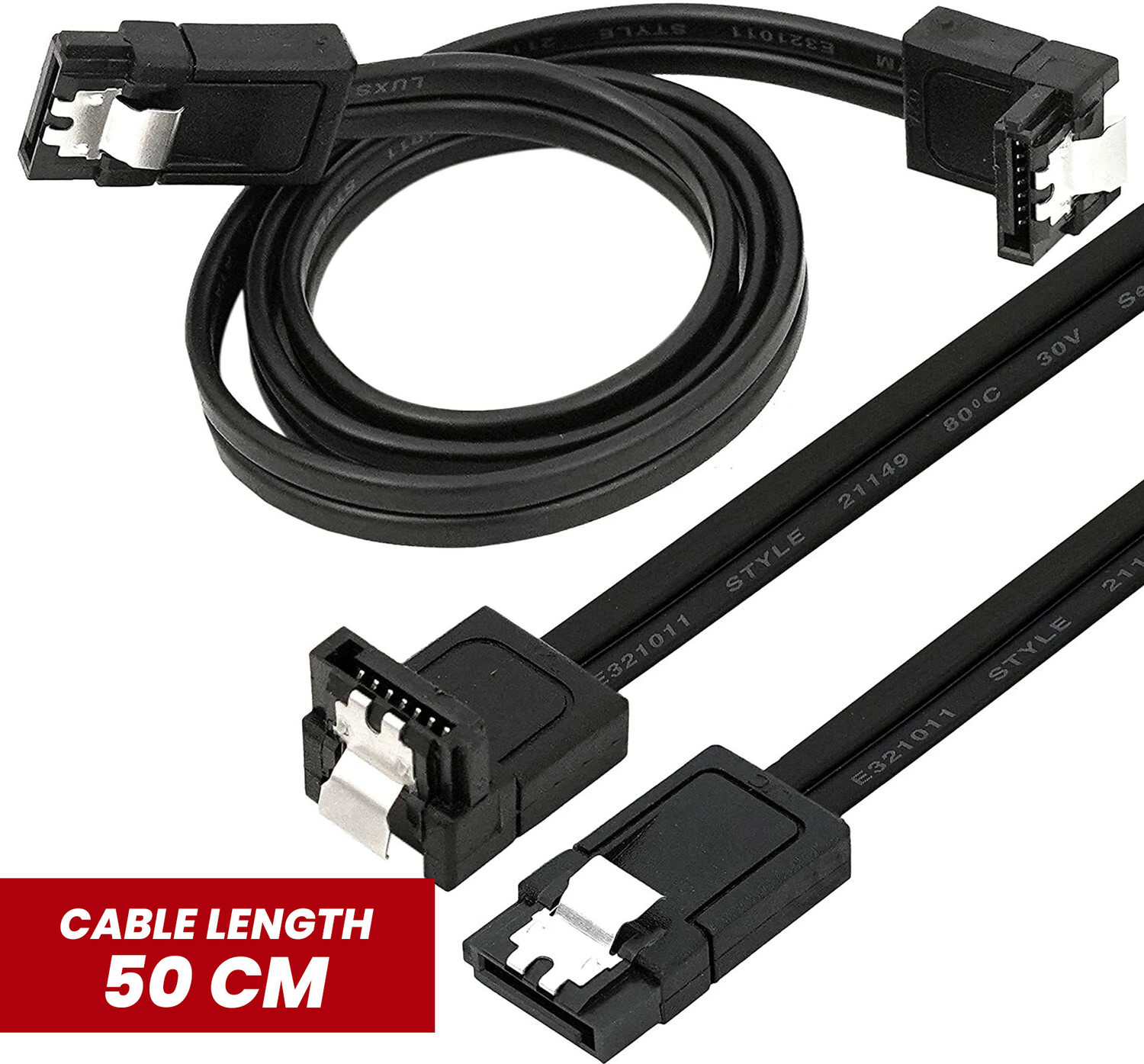 Image of BPM Tech Power Sharing Cable 0.5 m SATA High Speed Data Cable 50cm with Locking Clip