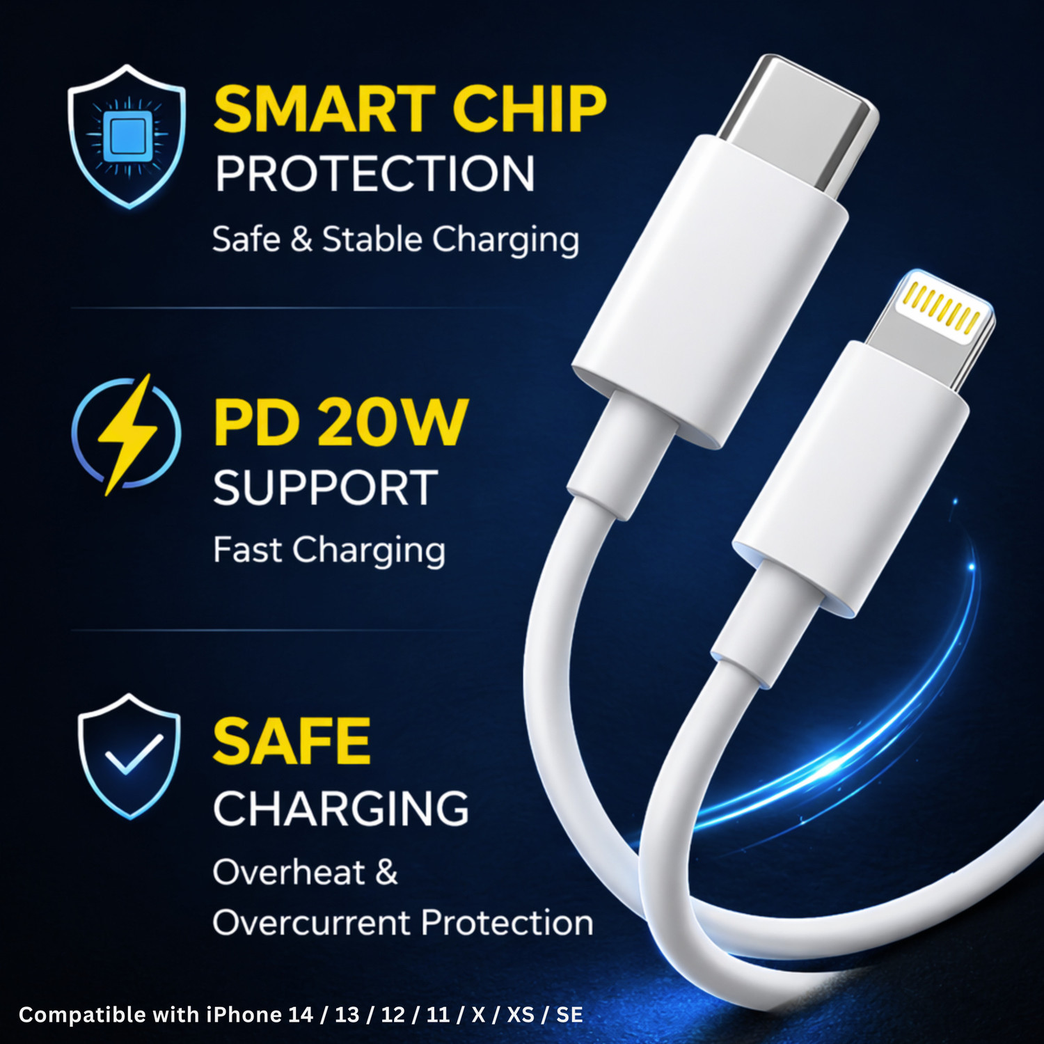 Image of RoarX Type C 3 A 1 m TPE Lightning Cable 1 m Original quality PD Fast Charging USB C
