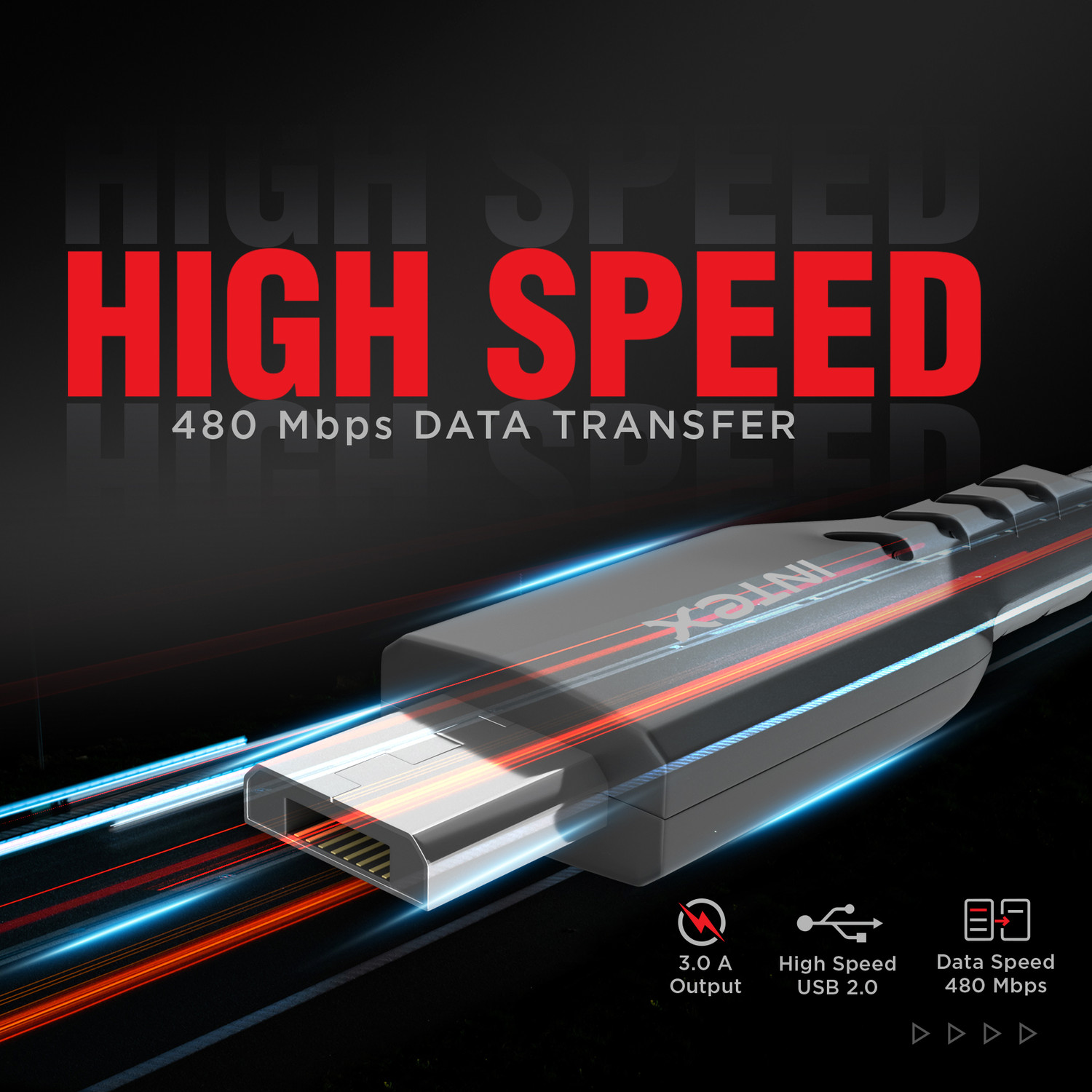 Image of Intex Micro USB Cable 3 A 1 m Durable Nylon Braided Cable Speed 3.0M 1M