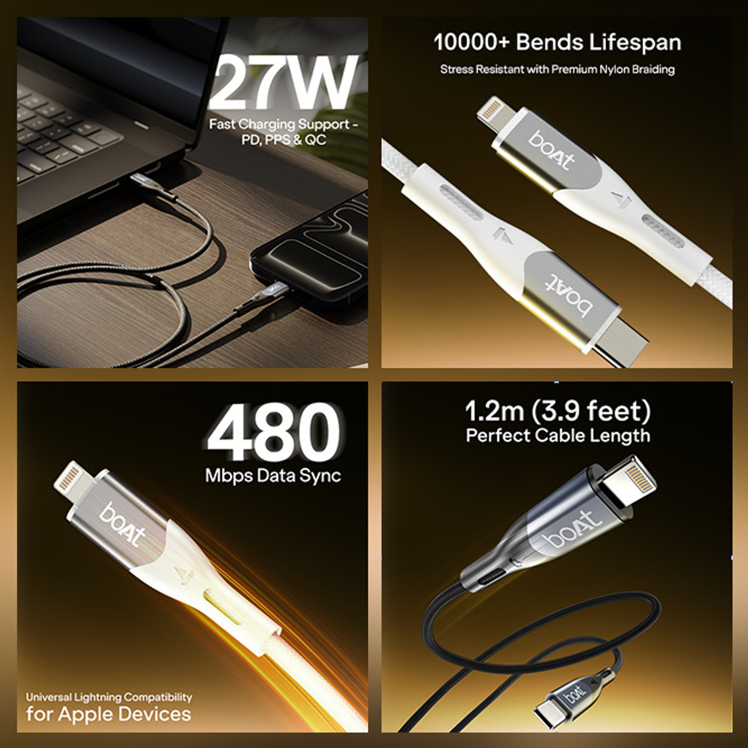 Image of boAt Type C 1.2 m Type C to L 27W Cable
