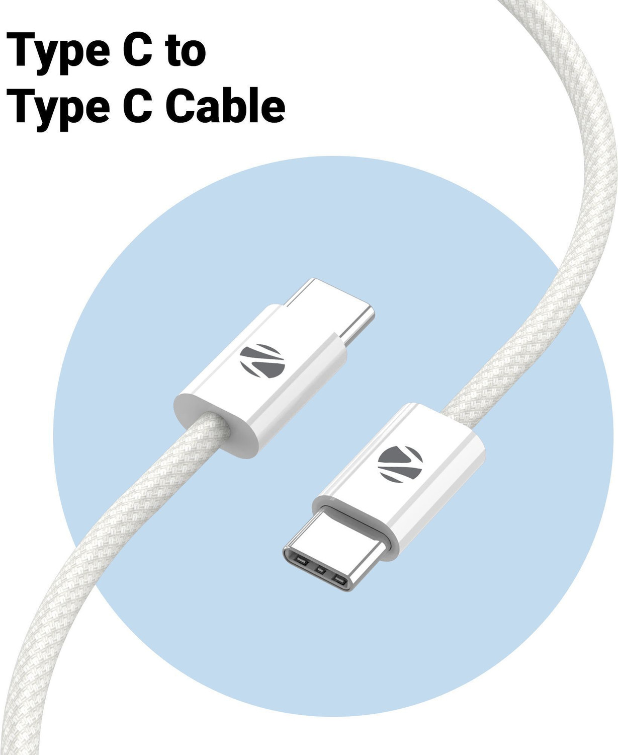 Image of ZEBRONICS Type C 1 m ZEB-TT60 Plus (White)