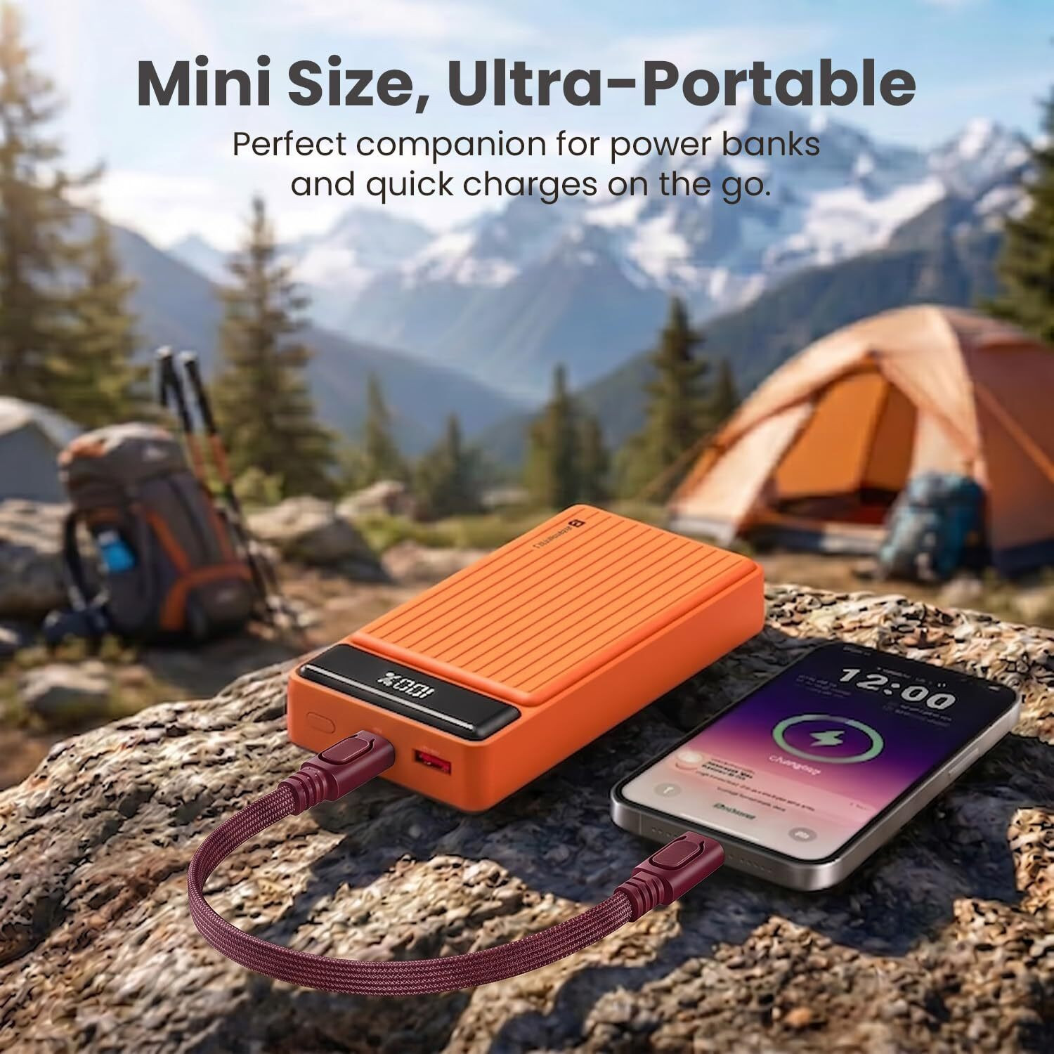 Image of Portronics Type C 3 A 0.3 m KeyLink C USB Keychain Cable, Type C to C 60W Fast Charging, 30CM (Compatible with Mobile, Power bank, Earbuds, Red, One Cable, USB Type C To USB Type C, 60 W)