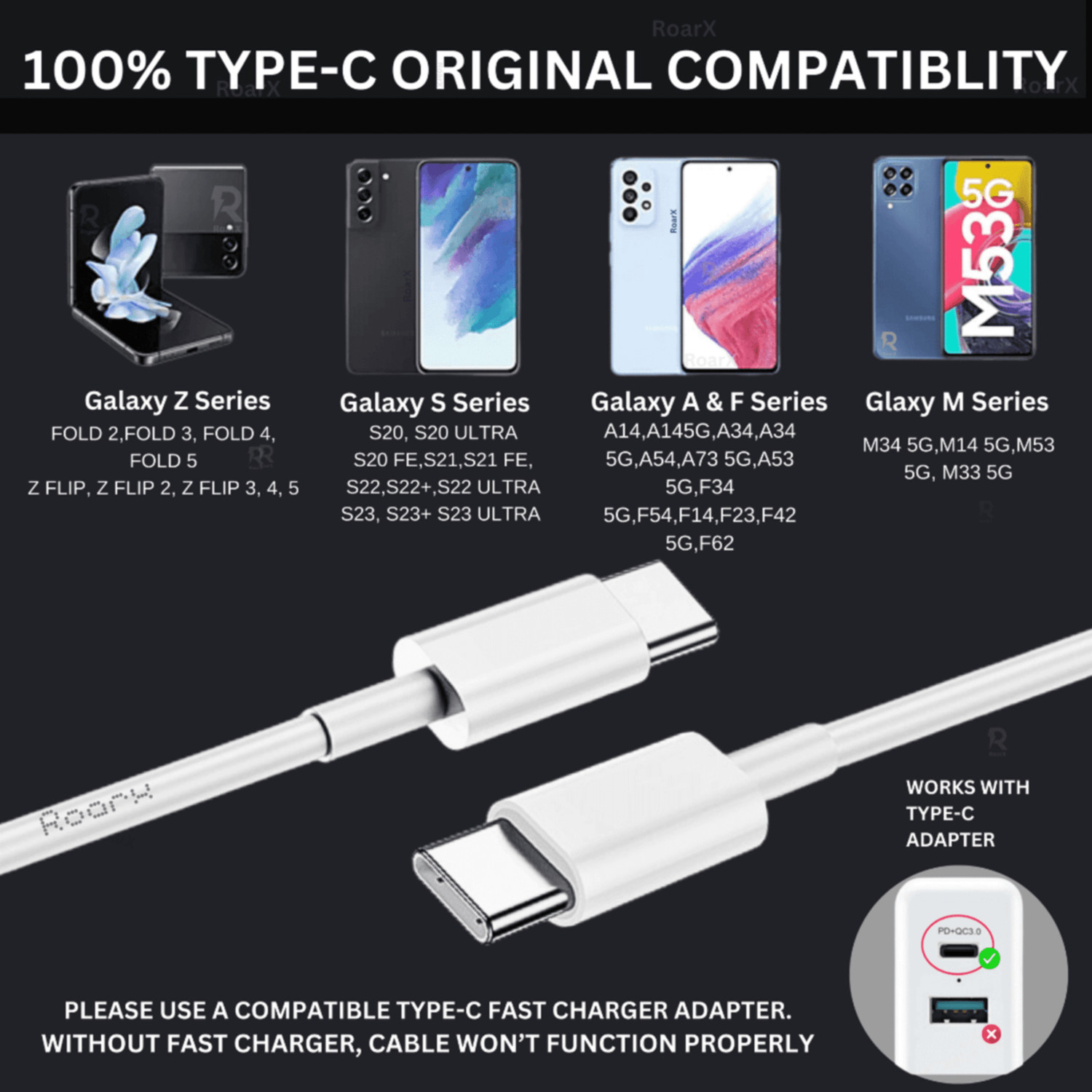 Image of Rohi Type C 6 A 1 m TPE C to C cable fast Charging for Samsung A15 5G Original type c to c cable (Compatible with Samsung Galaxy A15 5G Samsung data cable, White, One Cable, USB Type C To USB Type C)