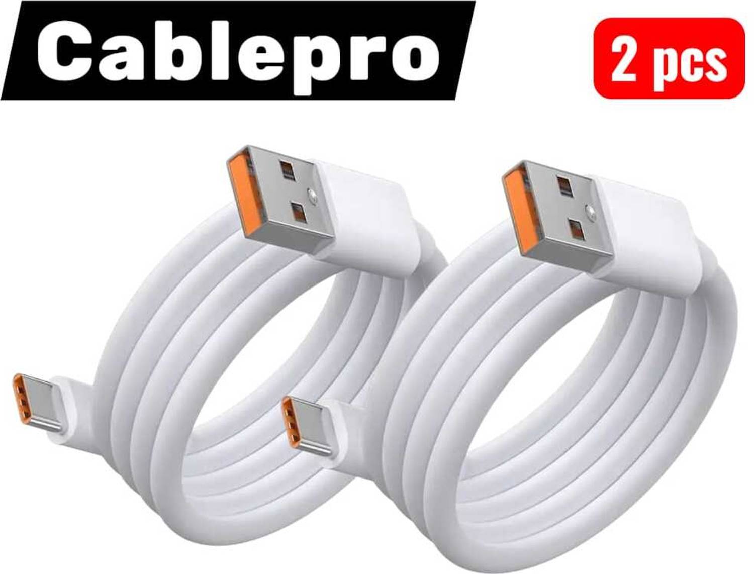 Cable Pro Type C 1000 m 120W 6A Super Fast Charging USB to Type-C Data Cable (PACK OF 2)
