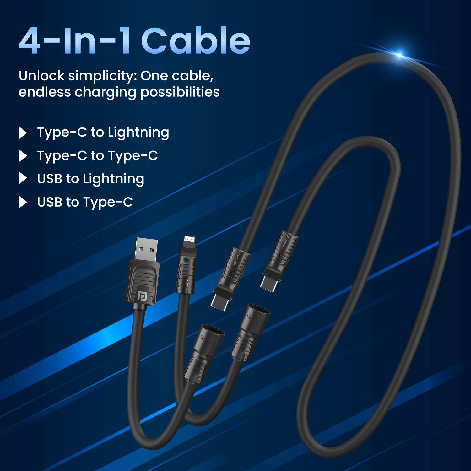 Portronics Konnect J9 - 4 in 1 Cable & Connector