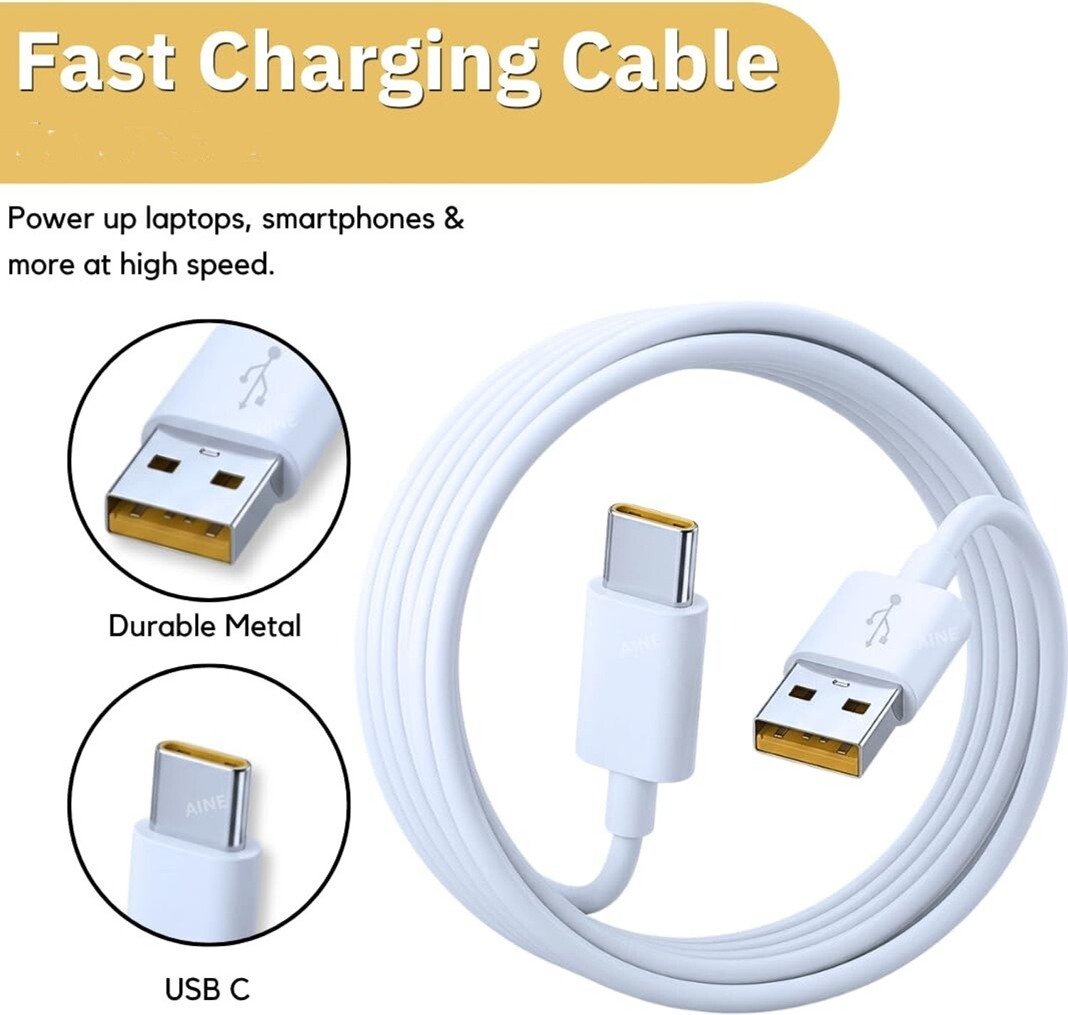 Image of RiVOG USB Type C Cable 12 A 1 m copper 30W Supervooc Usb Type C Charging Data Cable