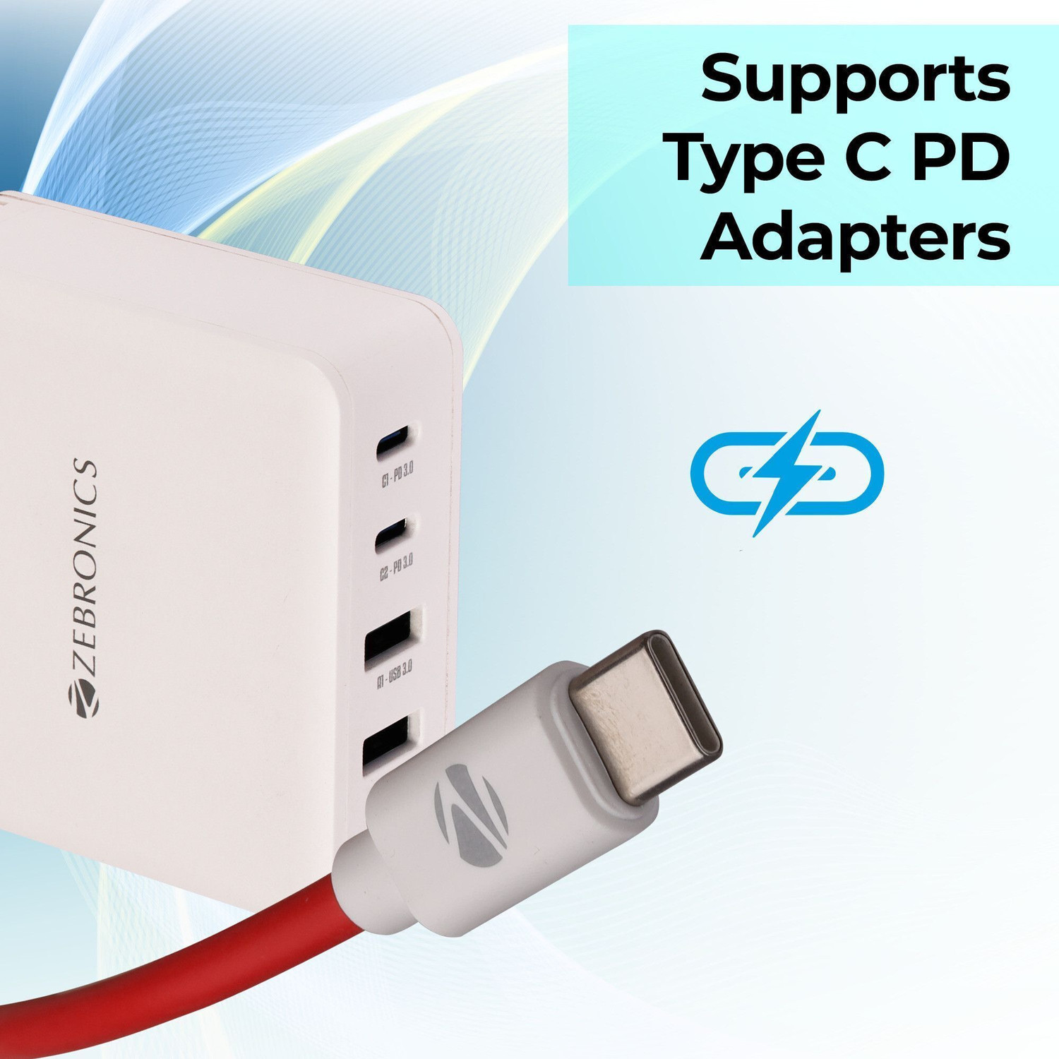 Image of ZEBRONICS Type C 3.25 A 1 m PVC Zeb-TT65