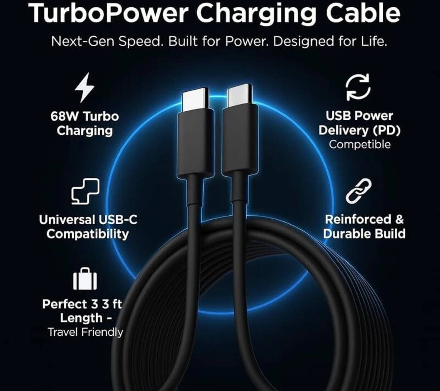 Moto 68W Type C Turbo Power Cable 1m - Image 2