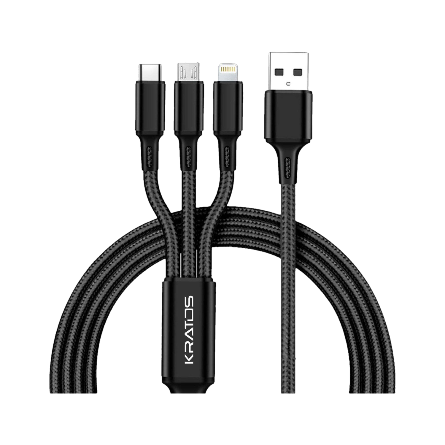Kratos Type C 2 A 1 m Nylon Braided Multi Charging Cable