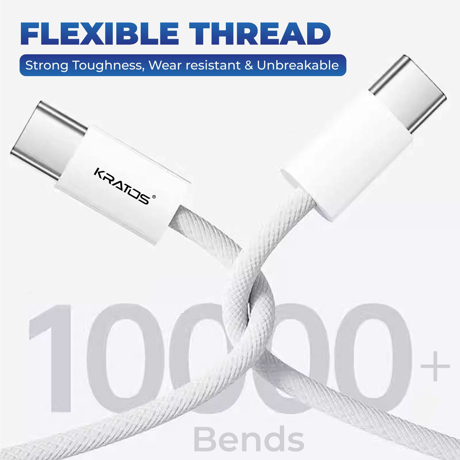 Image of Kratos USB Type C Cable 2.1 A 1 m 60 Fast Charging Type C to Type C