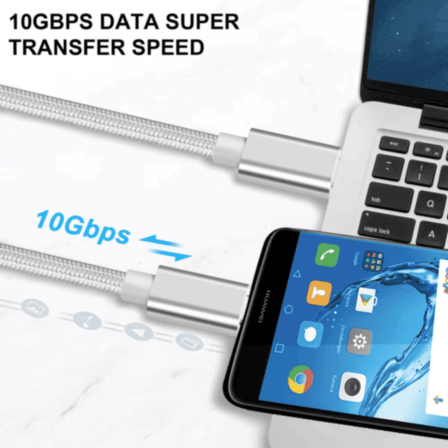 Image of Good One Type C 10 A 1 m Nylon Braided 60 Watt Nylon Braided USB Type C to C Fast Charging cable type C compatible with Samsung Phones-1
