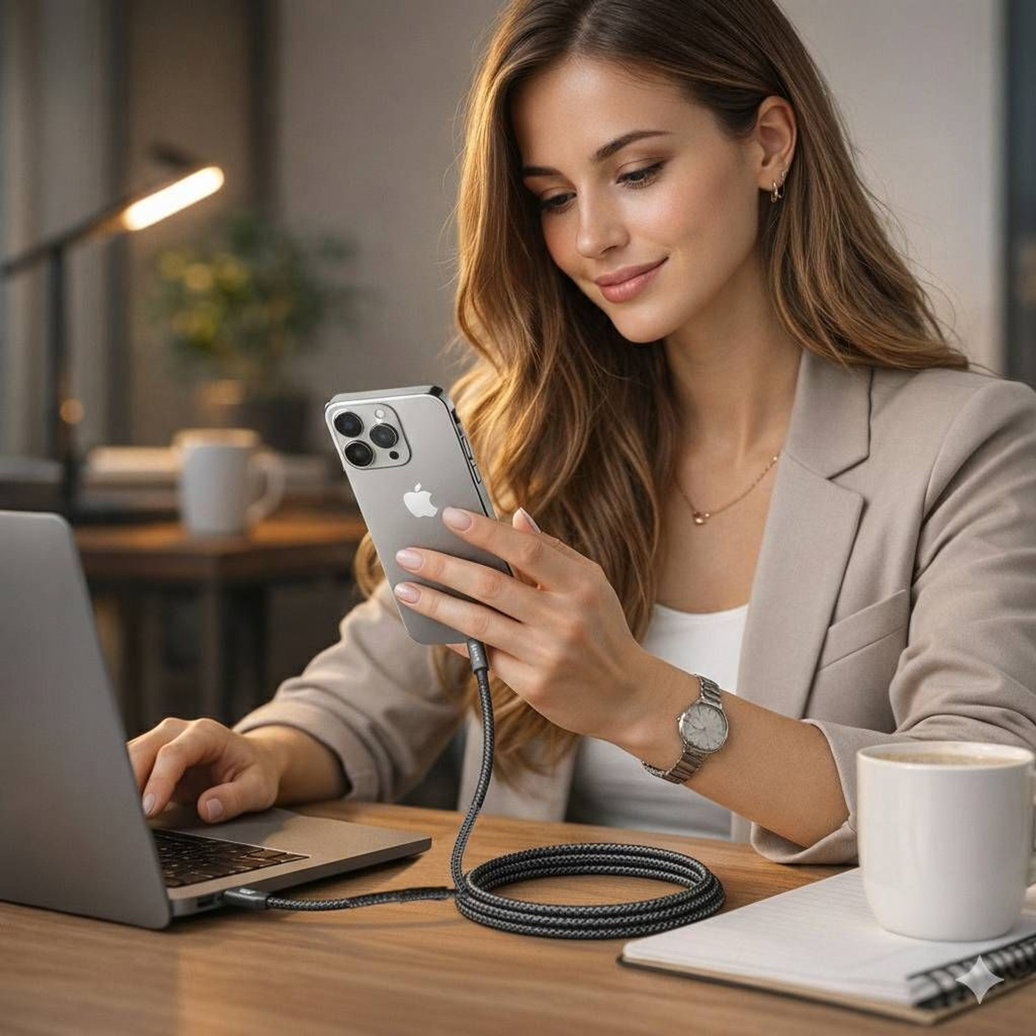 Image of Q-Connect Type C 1 m USB C 3.2 Braided Cable 240W 8K 40gbps 1m E-Marker Chip