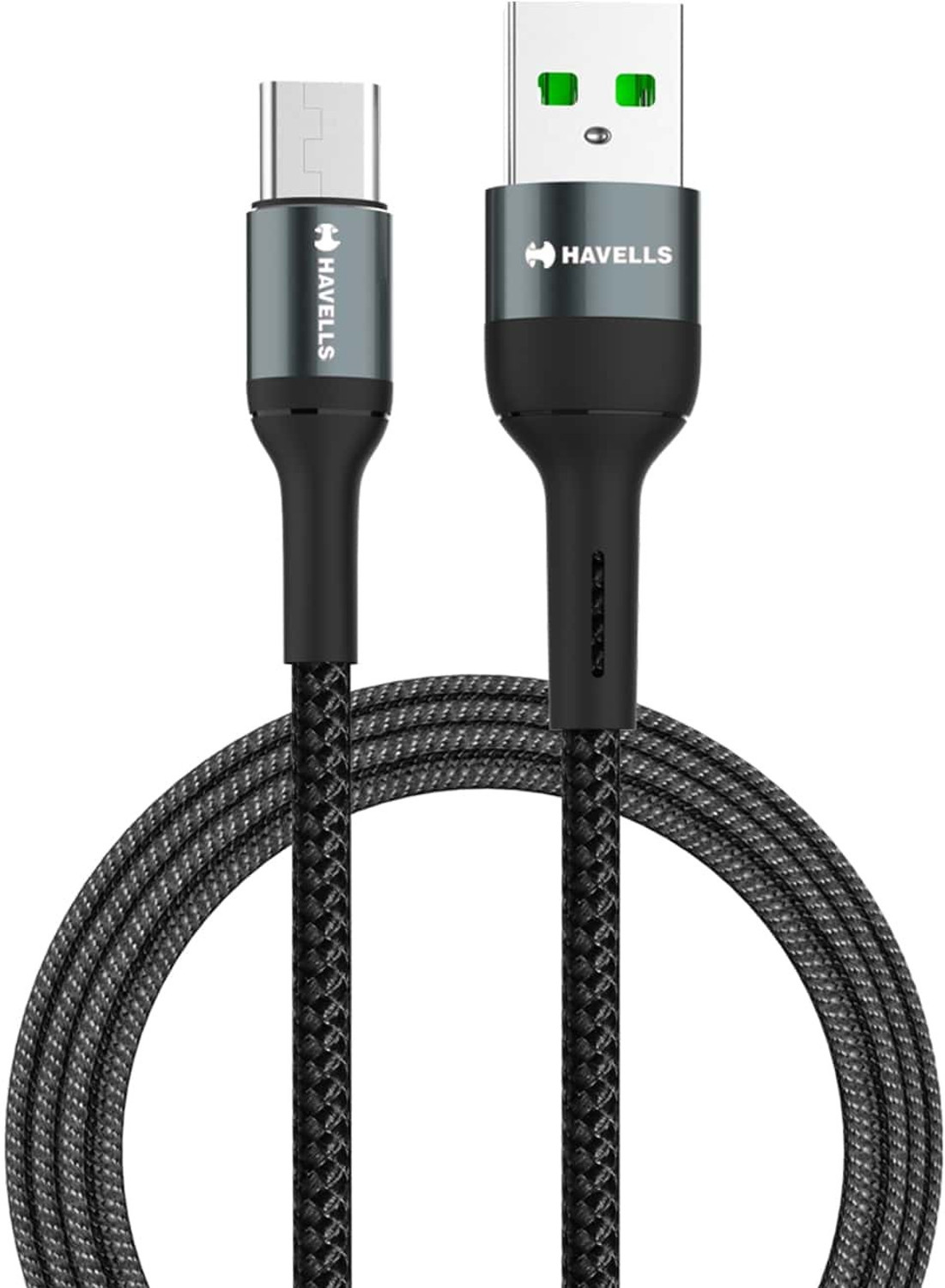 Image of HAVELLS Type C 2 A 2 m USB Star- Braided Type A to Type C Data Cable 65W, 6A (AHNREHB000)