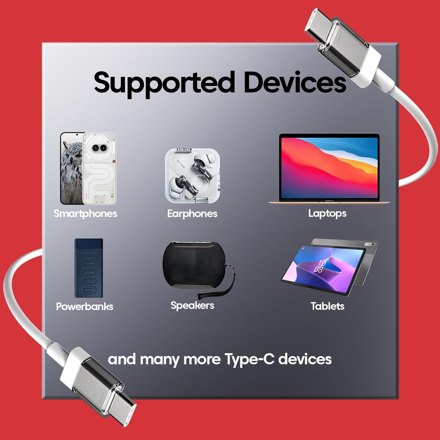 Image of EYNK USB Type C Cable 6 A 1 m USB C type 65W original Data / Sync /Charging cable for C type devices