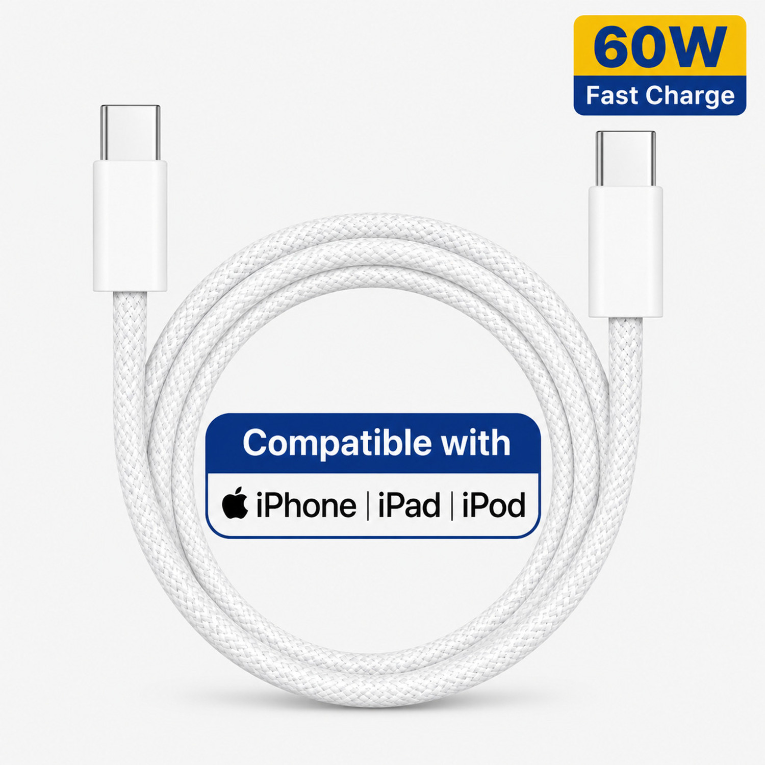 Image of HOMEMO Type C 6 A 1 m Nylon Braided Fast Charging Type-C to Type-C Power Cord