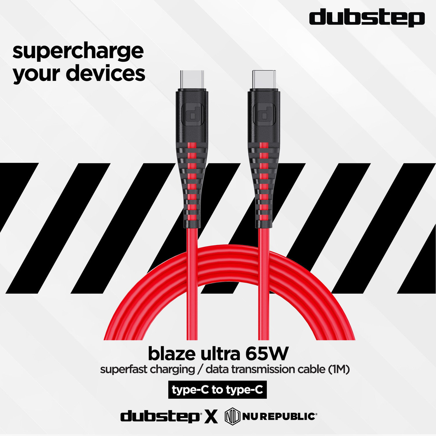 Image of Dubstep Type C 3.25 A 1 m Blaze Ultra 65W Type-C to Type-C Fast Charge Cable