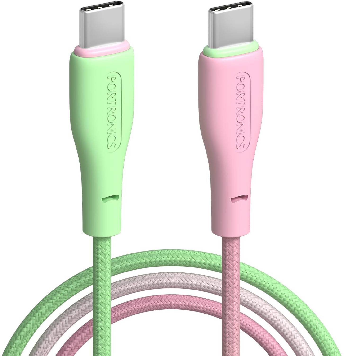 Portronics Type C 1 m Hue X 60W Dual Tone Colour Type C Fast Charging Cable 480Mbps Data Sync, Premium Braided Cable