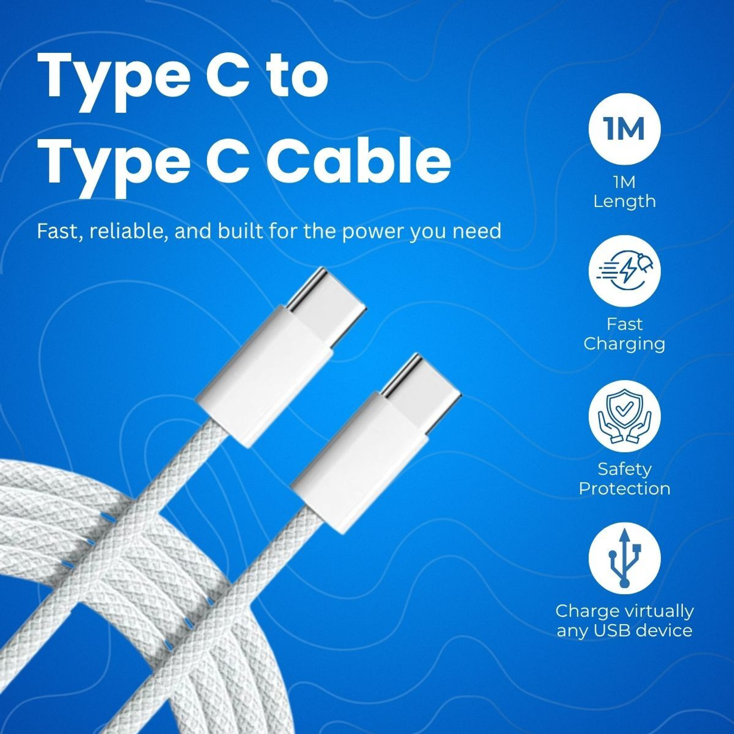 Image of MAK Type C 3 A 1 m Braided Original 80W USB-C to C Fast PD Nylon Braided Charging Cable