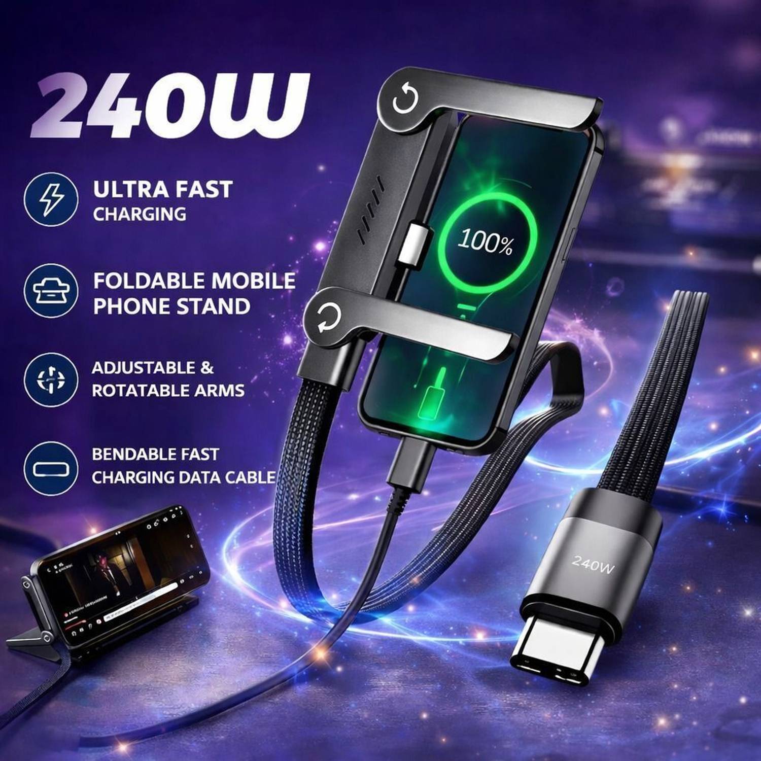 NOYMI 1.5m Type C to Type C 240W Fast Charging Cable - Image 4
