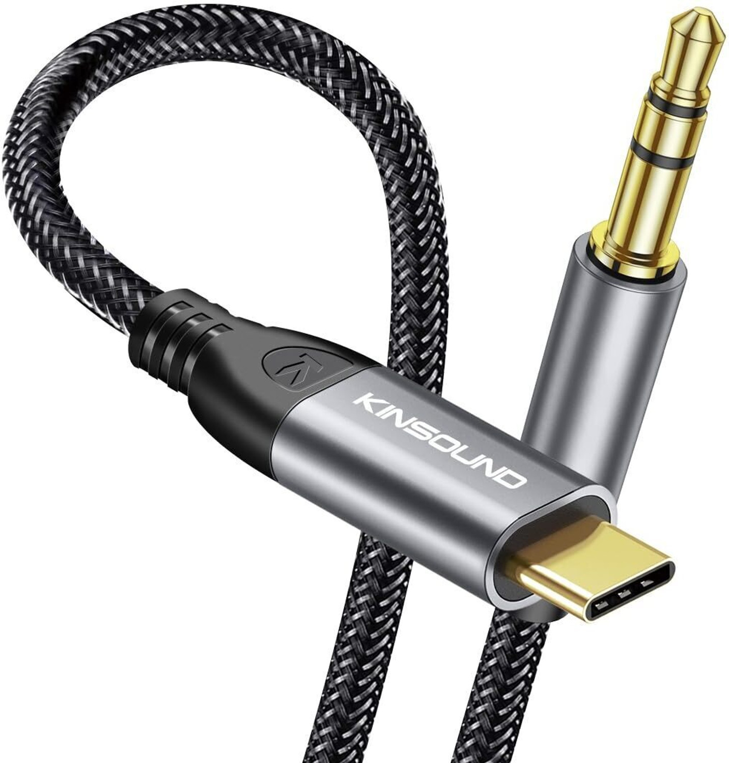 Image of Kinsound Type C 104 m USB C to 3.5mm Audio Aux Jack Cable (4ft), Type C to 3.5mm Headphone