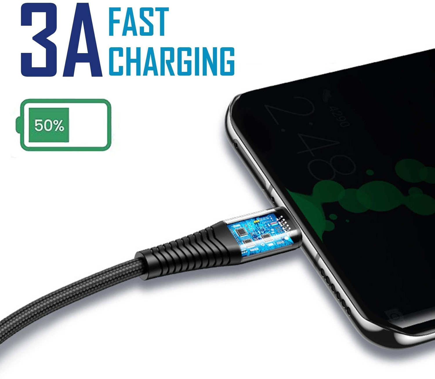 Image of Kratos Type C 2 A 1 m USB to Lightning Cable For Fast Charging