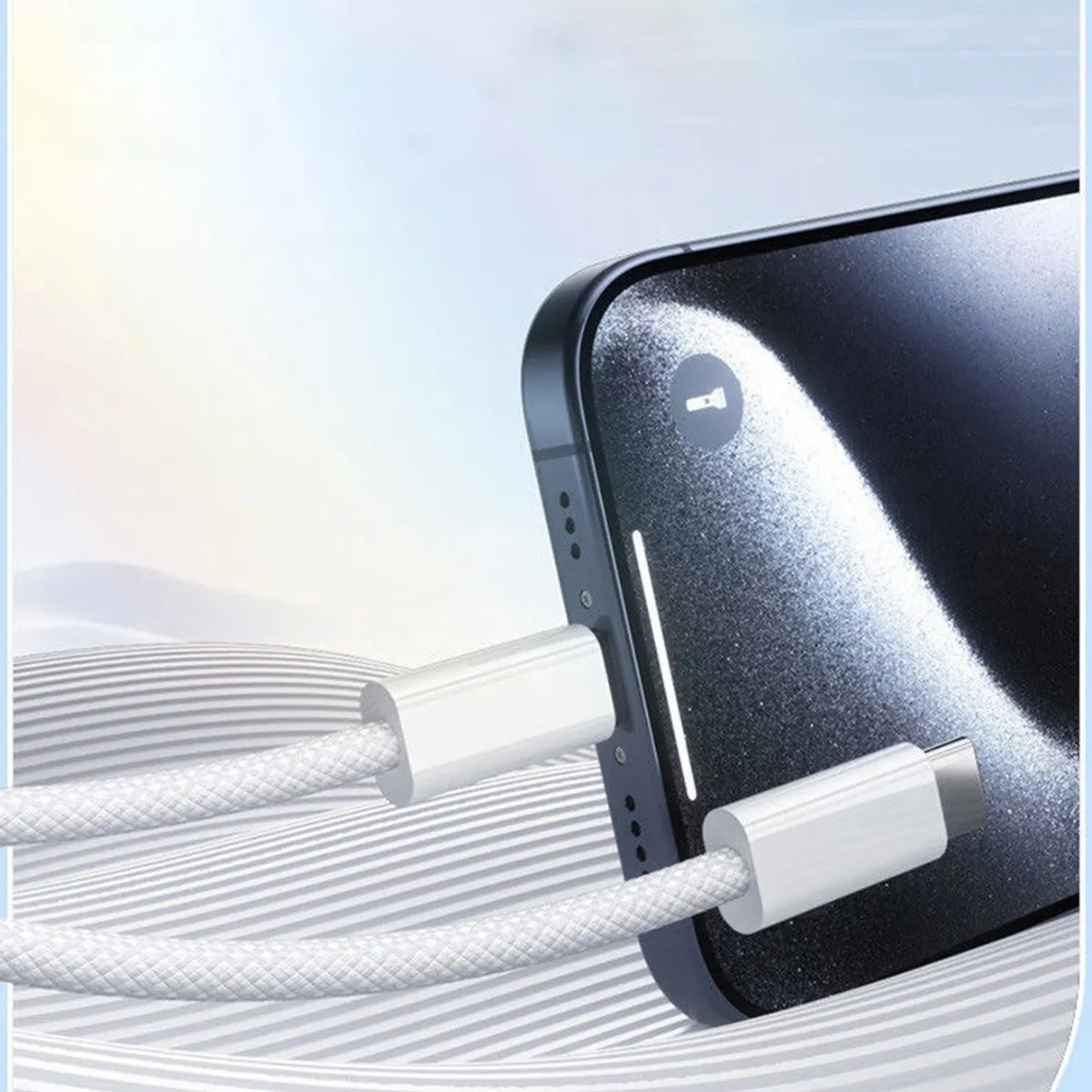 Image of AppIeType C Type C 1 m 15 /16 /17 series (Compatible with iPhone Type C to C Data Cable 60W Fast Charging USB C, White, One Cable, USB Type C To USB Type C)