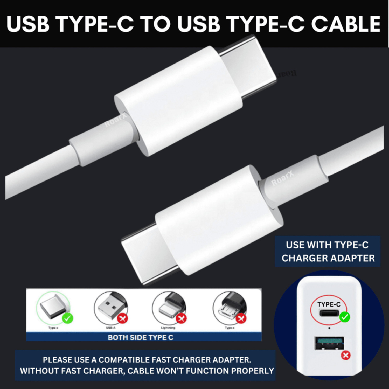 Image of Rohi Type C 6 A 1 m TPE C to C cable fast Charging for Samsung A15 5G Original type c to c cable (Compatible with Samsung Galaxy A15 5G Samsung data cable, White, One Cable, USB Type C To USB Type C)