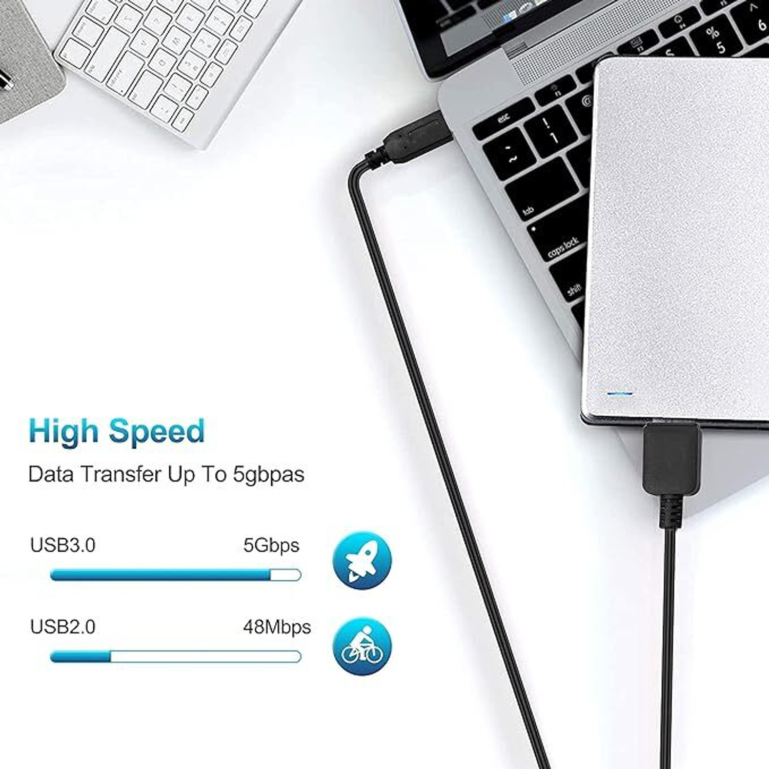 Image of ALRITO Type C 0.3 m USB C to Micro B 3.0 Cable (5 Gbps), USB 3.1 External Hard Drive Cable