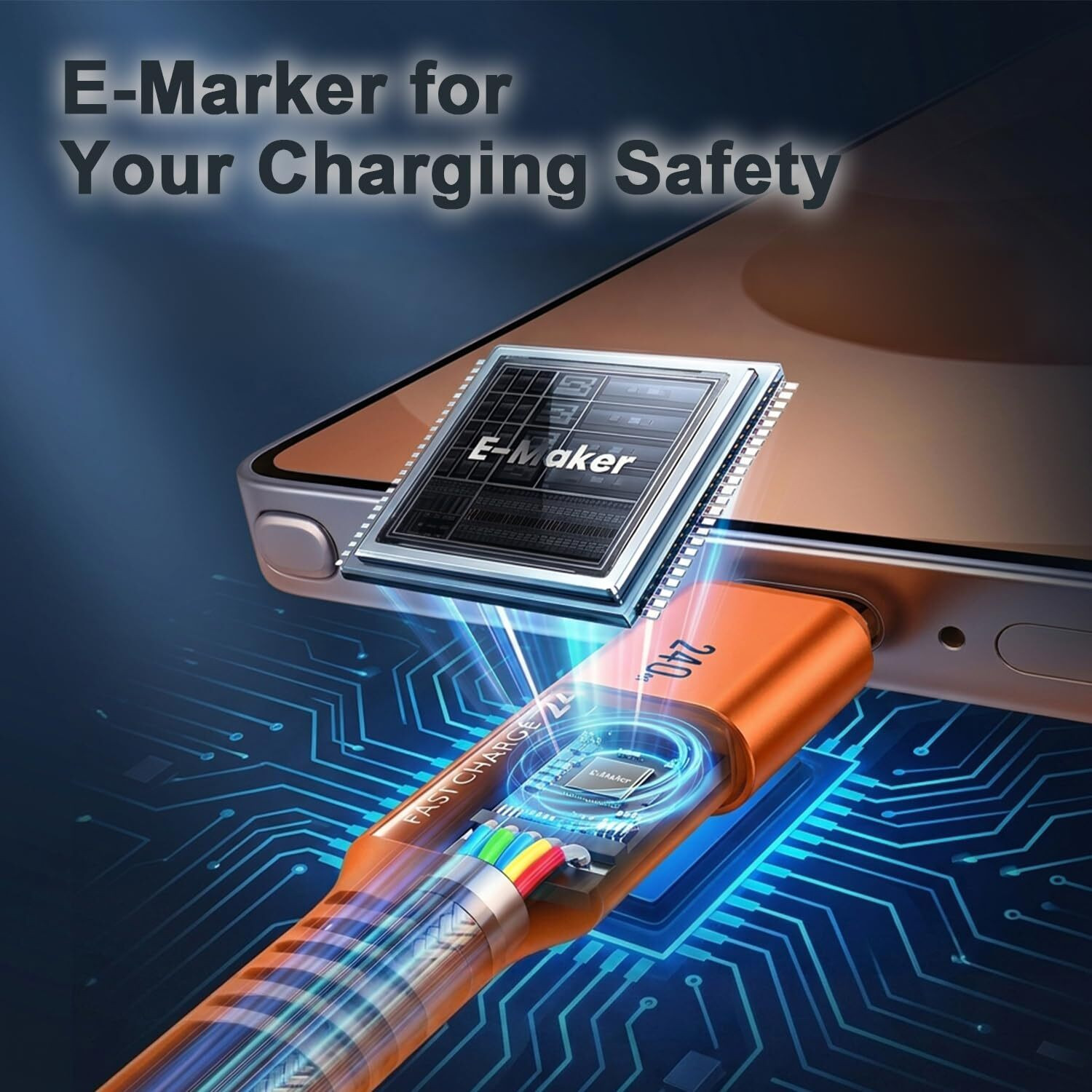 Image of Verilux USB Type C Cable 3 m Copper Braiding PD 240W Type C Fast Charging Cable