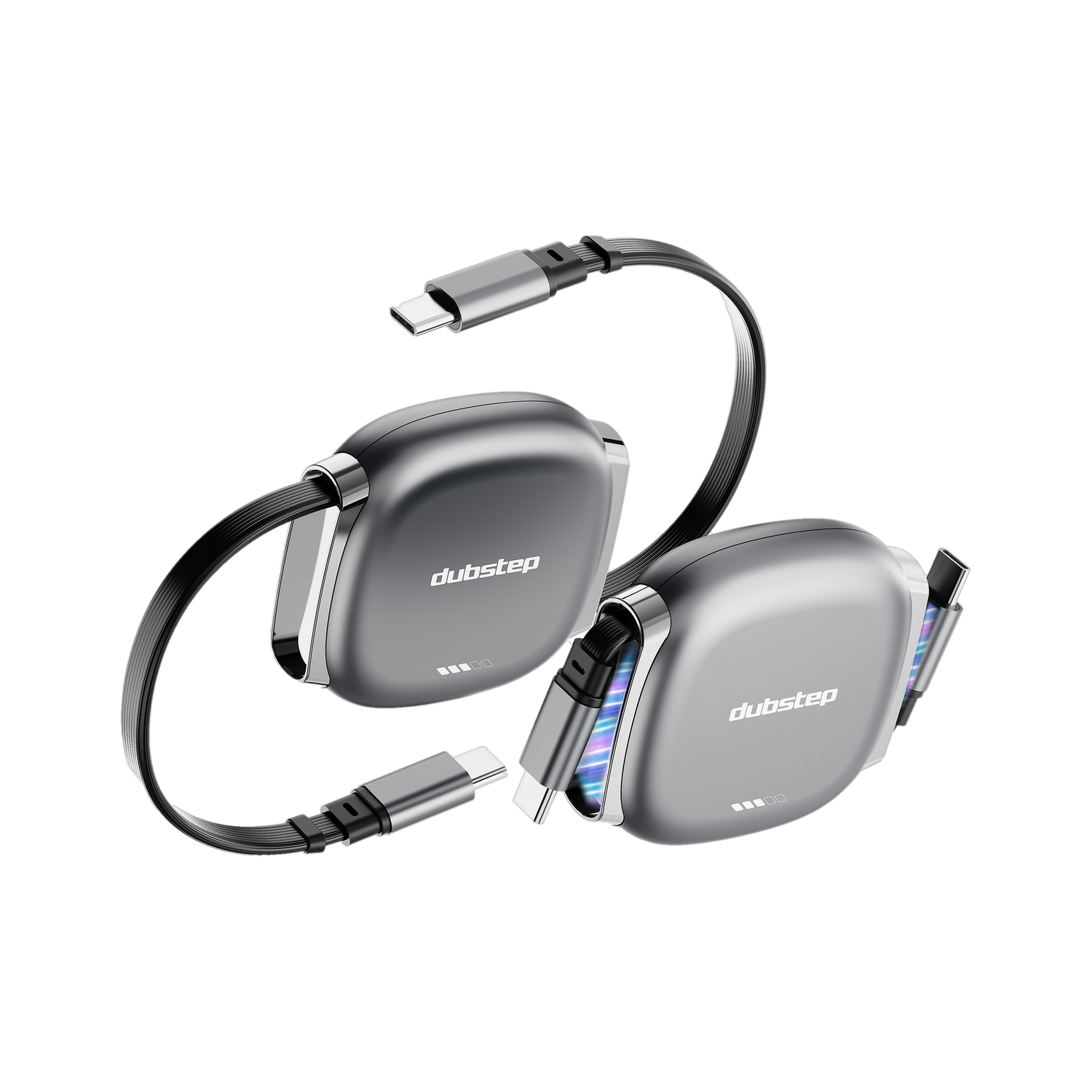 Dubstep USB Type C Cable 1 m Fusion Rewind 100W Type-C to C Retractable Fast Data Charging Cable