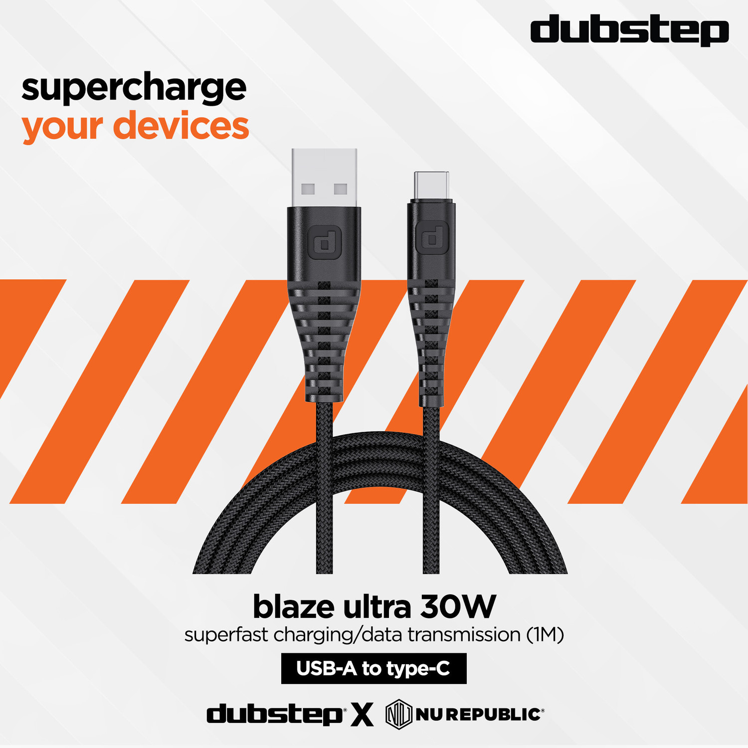 Image of Dubstep USB Type C Cable 3.5 A 1 m Blaze Ultra 30W 3.5A Type-C Fast Charging Cable