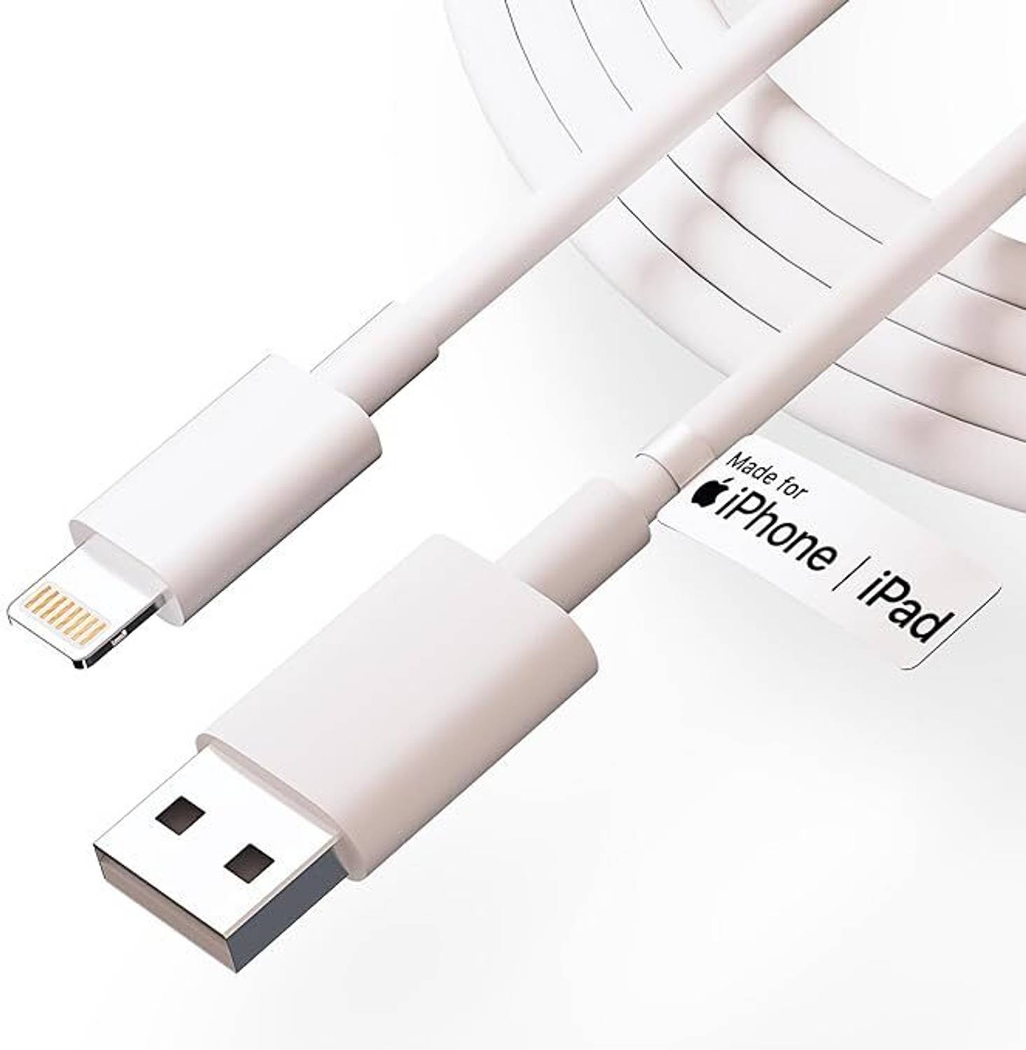ASWORLD Lightning Cable 1 m PVC Apple MFi Certified iPhone Charger Cable, Apple Lightning to USB Cable Cord, 2.4A Fast Charging, Apple Phone Long Chargers for iPhone