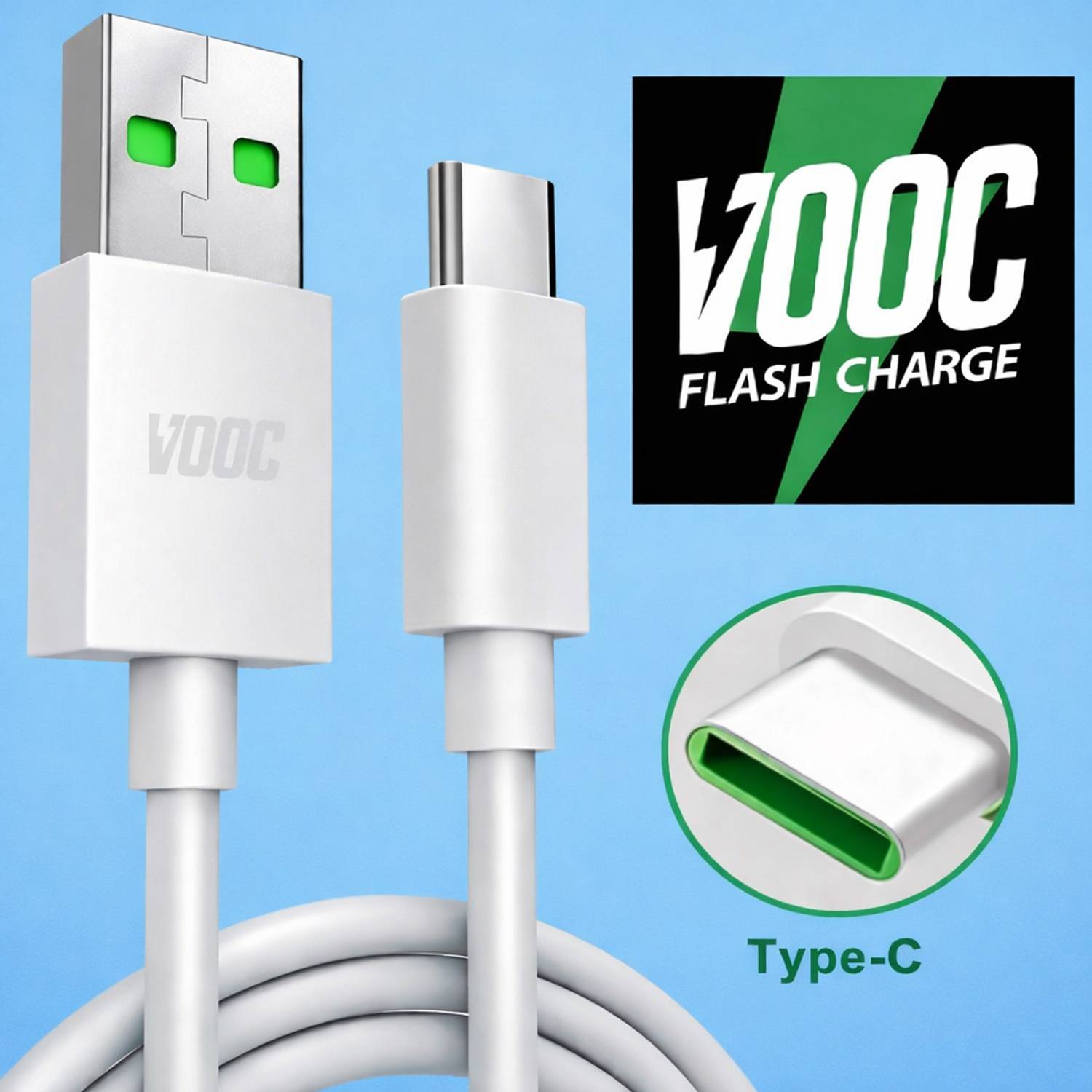 Tart USB Type C Cable 3 A 1 m Original Type C VOOC Fast Charging Cable | Fast Charger for Oppo Reno 11 Pro/10 Pro/8 Pro/7 Pro/6 Pro/5 Pro, Realme X/XT/X2/X2 Pro/5/6/6T