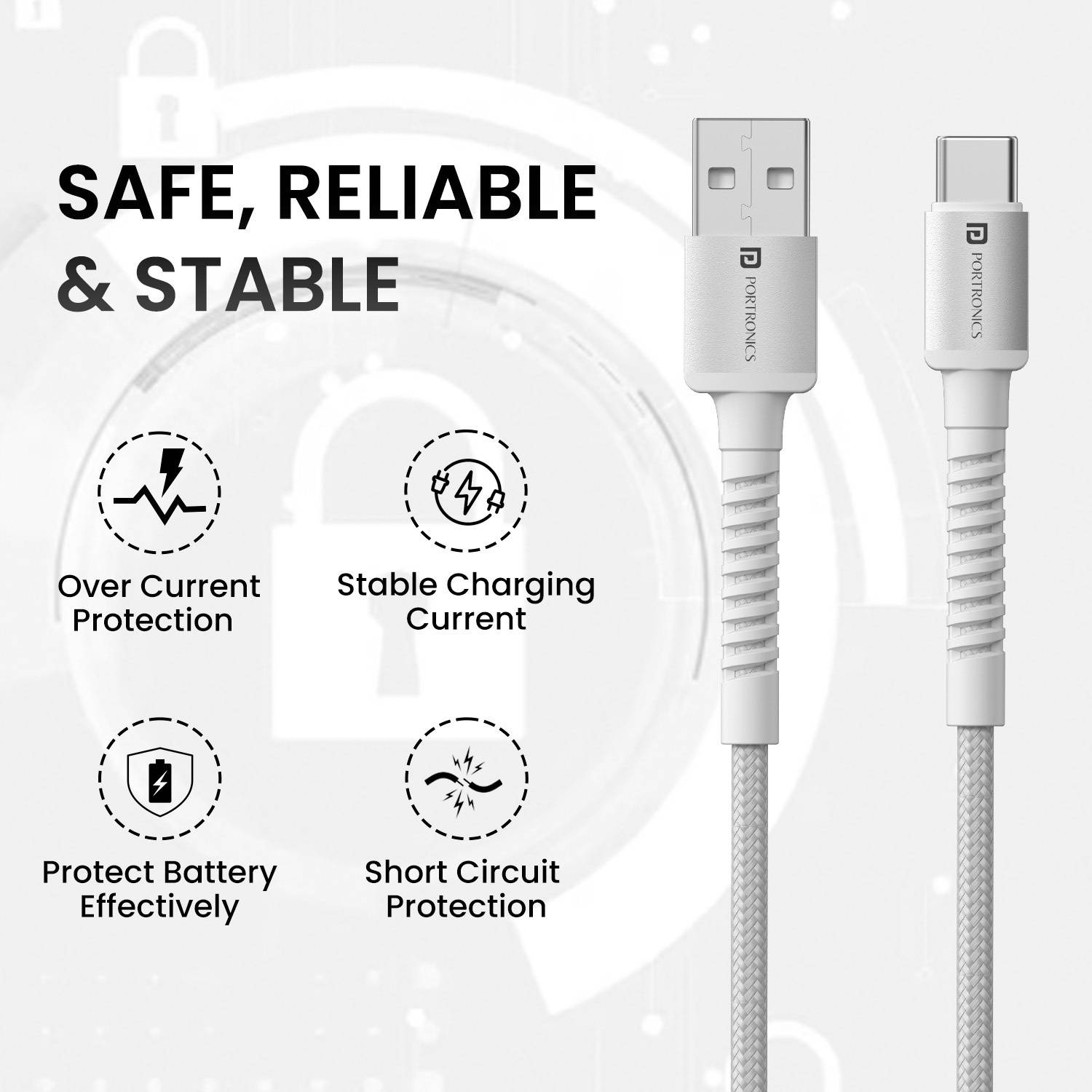 Portronics USB Type C Cable 3A 2m Konnect X - Image 2