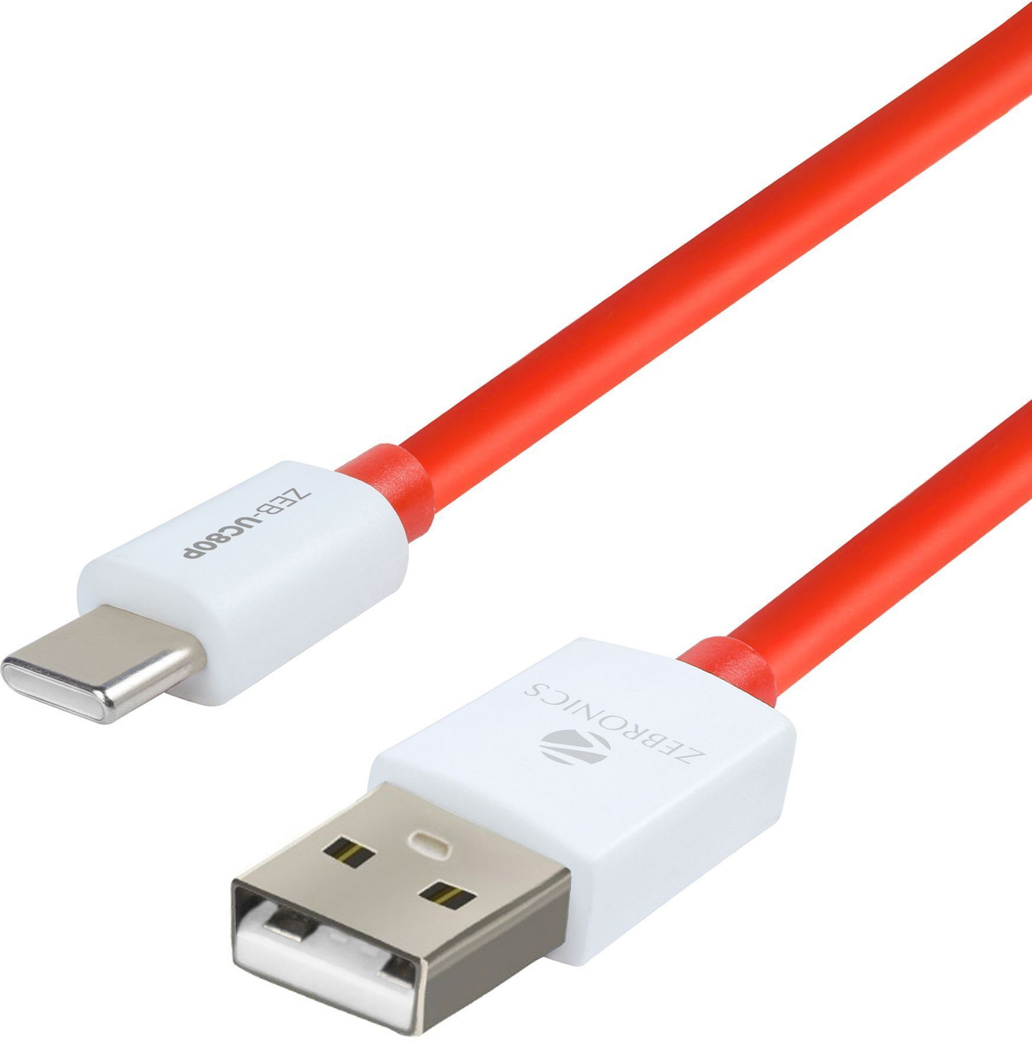 Image of ZEBRONICS USB Type C Cable 1 m Zeb UC80P (Red + White)