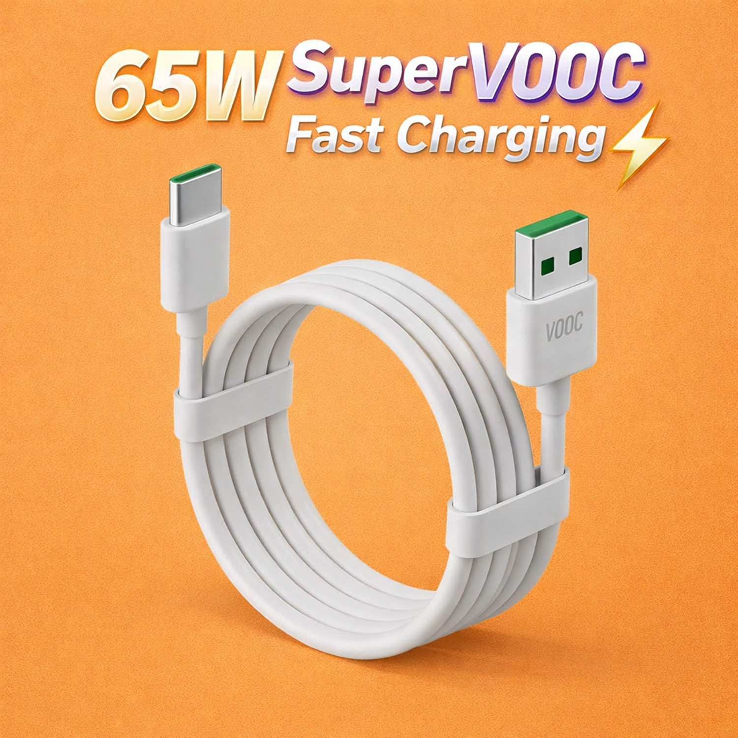 Image of mPix USB Type C Cable 3 A 1 m Original SuperVOOC Charging Type C Cable for Oppo Reno 11 Pro /Reno 10 /Reno 9 /F25 Pro /F23 /F21 Pro /Reno 8T 5G /A78 & Compatible Devices (Compatible with All Oppo Type-C Devices, White, One Cable, USB Type A To USB Type C)