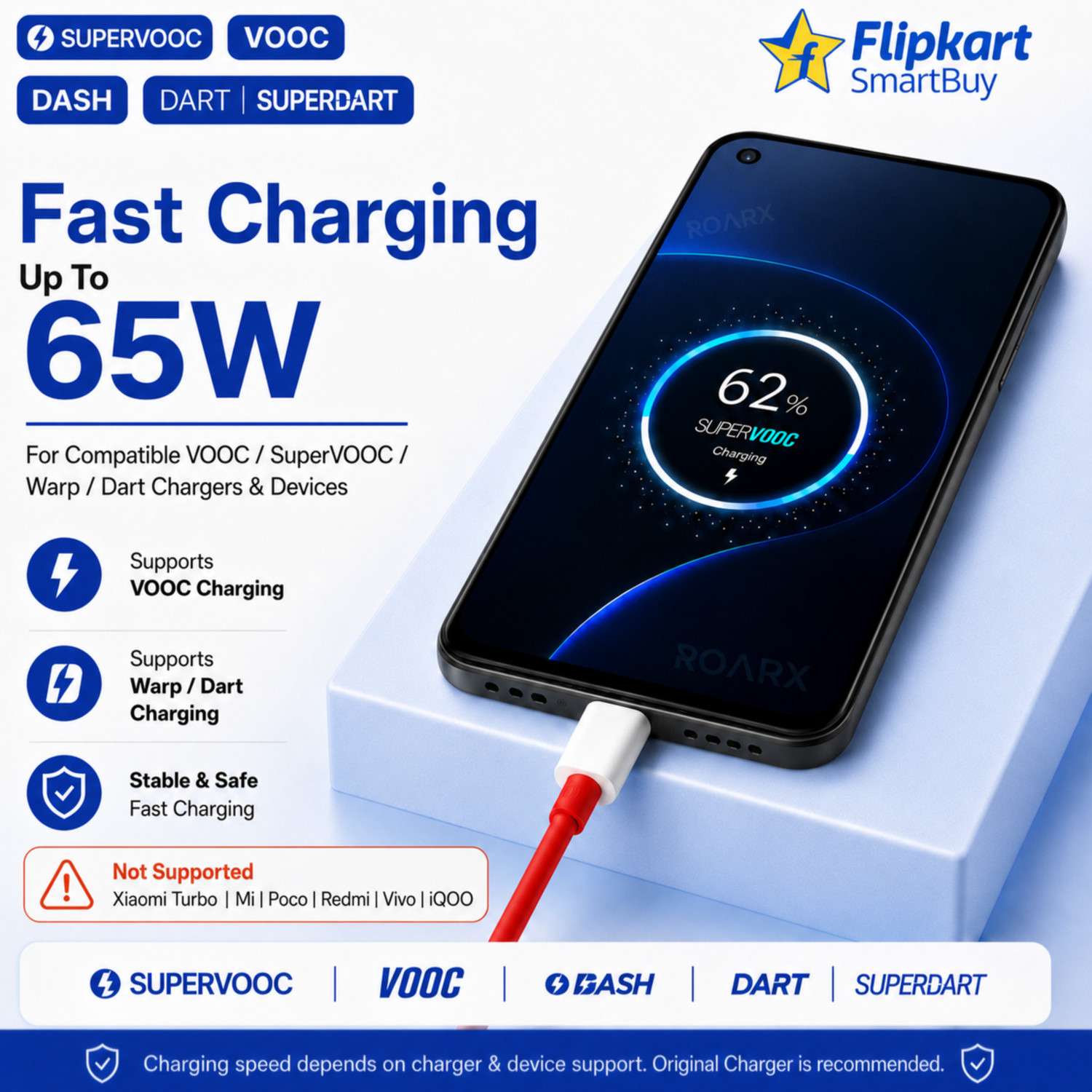 Image of Flipkart SmartBuy USB Type C Cable 6.5 A 1 m PVC fast charging Data Cable 65w supervooc cable data cable type c cable 65w data cable 65w charger cable supervooc cable 65w cable Compatible with OnePlus 12 /12r /11r /10 Pro /OnePlus 10R /OnePlus 9R / 8 / 8T / 7 / 7T / OP 6