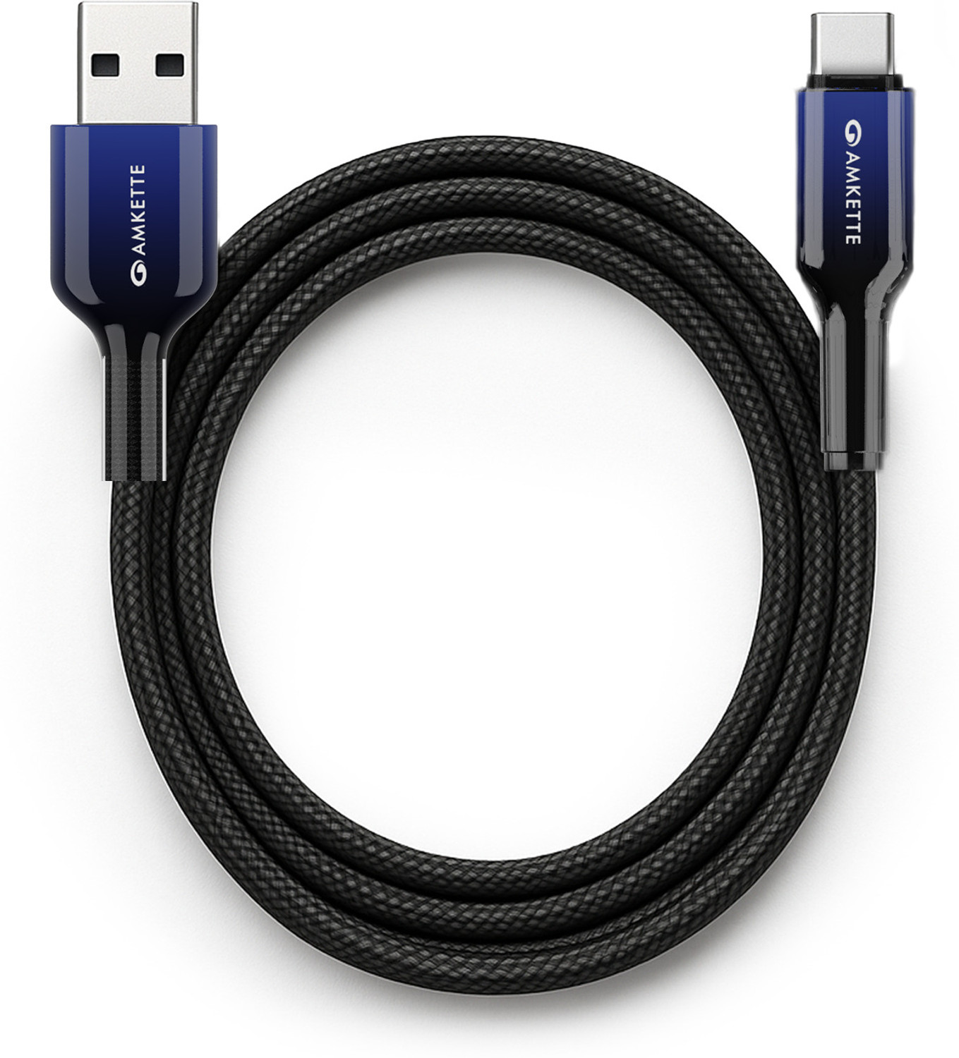 Image of AMKETTE USB Type C Cable 3 A 1 m ChargePro 65W Fast Charging USB A to Type C Braided Cable