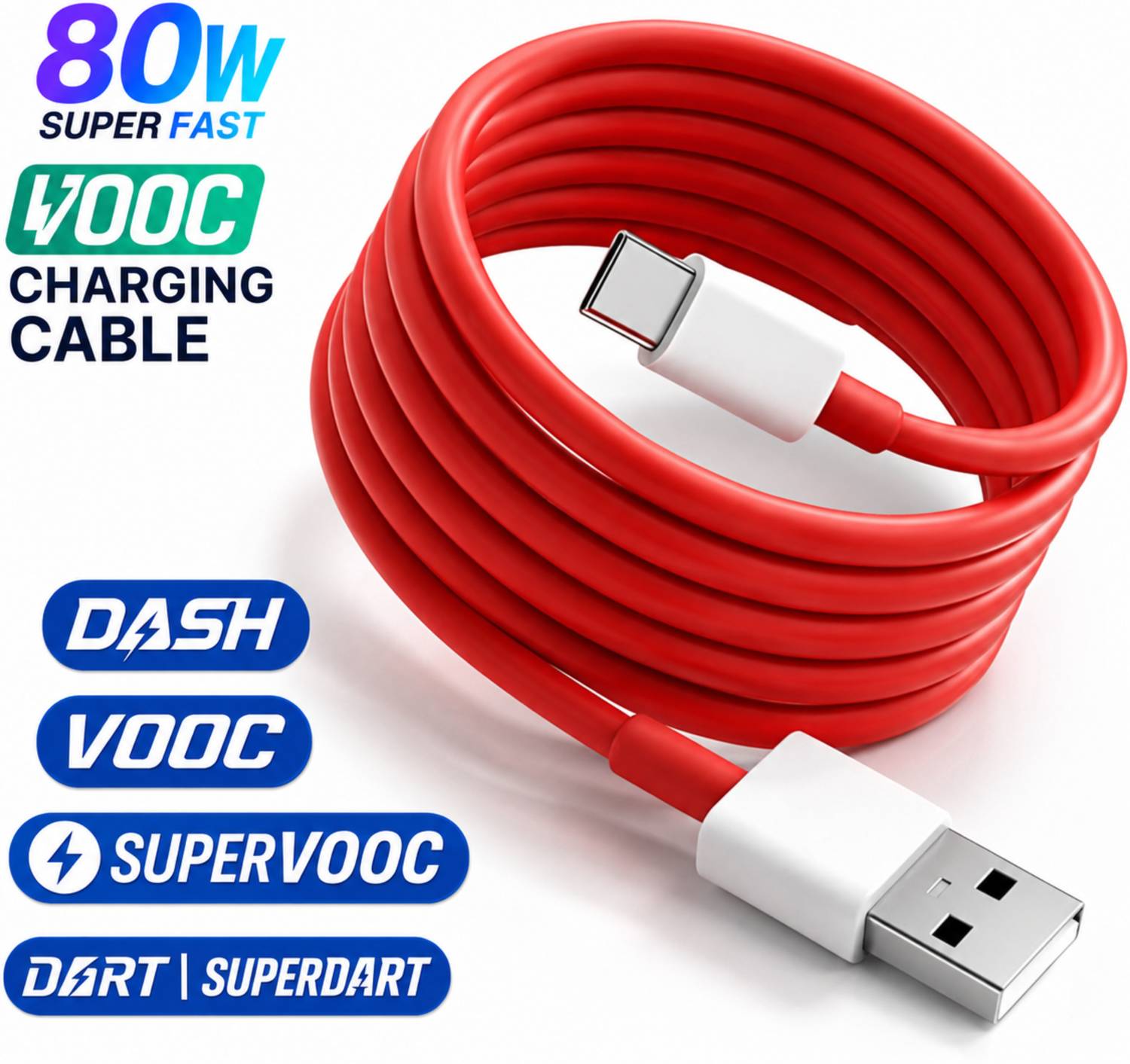 MAK USB Type C Cable 8 A 1 m Copper 80W Supervooc - Image 1
