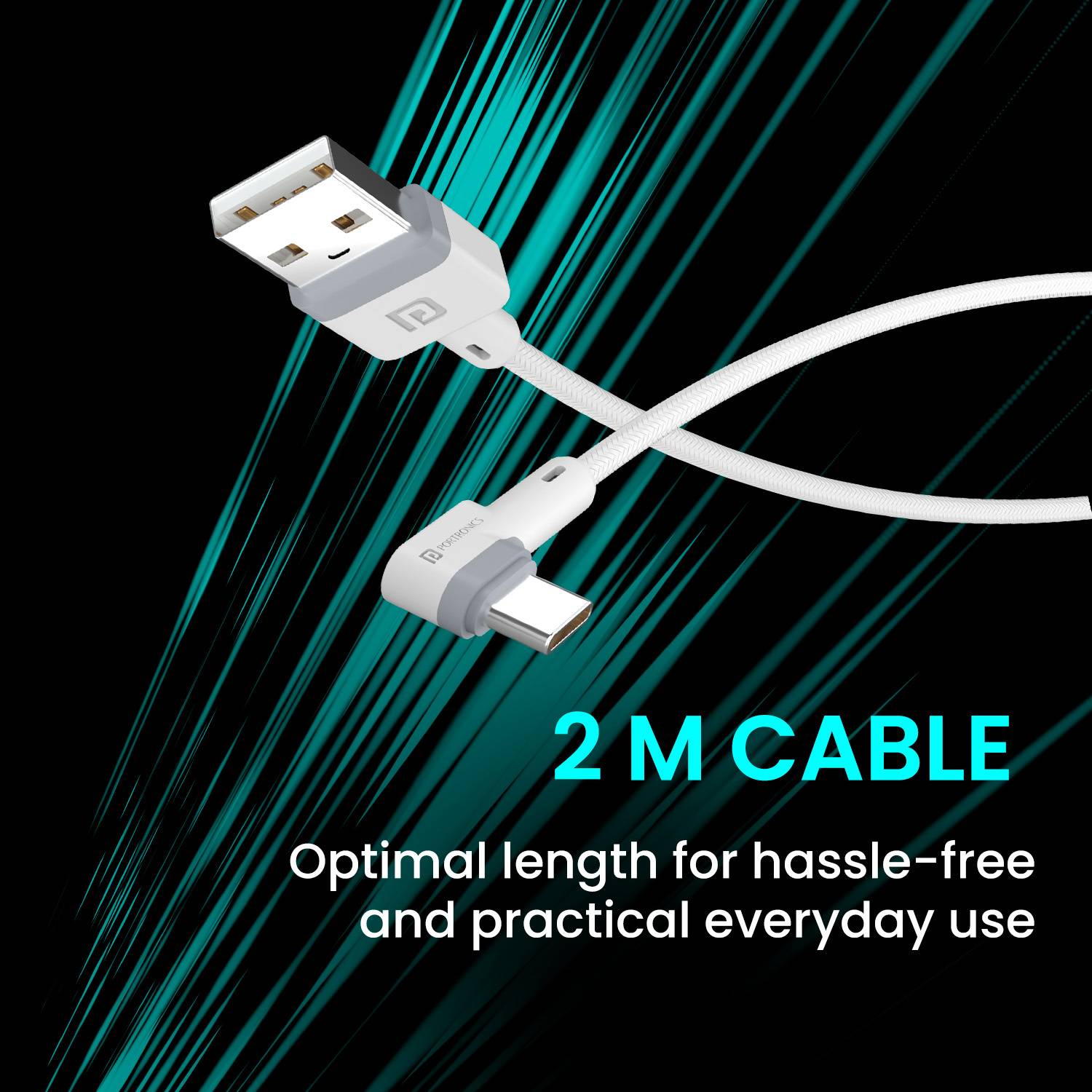 Portronics USB Type C Cable 3A 2m - Image 5
