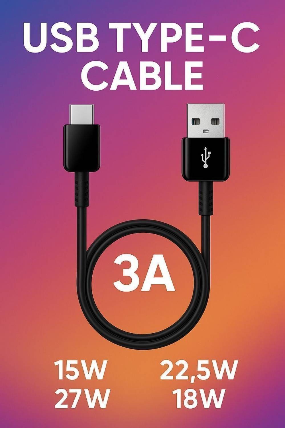 CABTRONICS USB Type C Cable 4 A 1 m Original 15W/18W/22.5W/27W 3A/4A Fast Charging Support 06